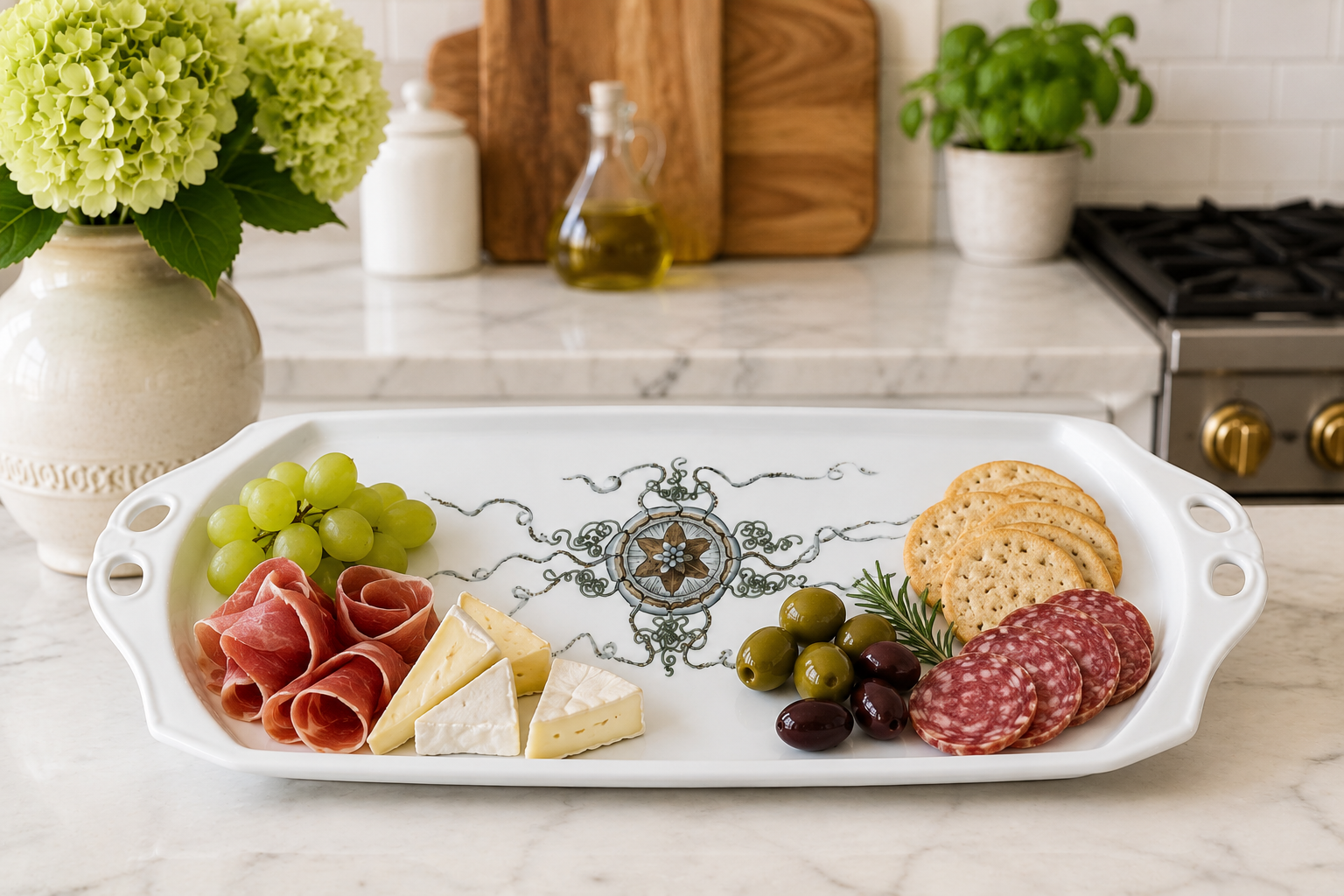Porcelain Serving Platter – Elegant Charcuterie Tray for Entertaining