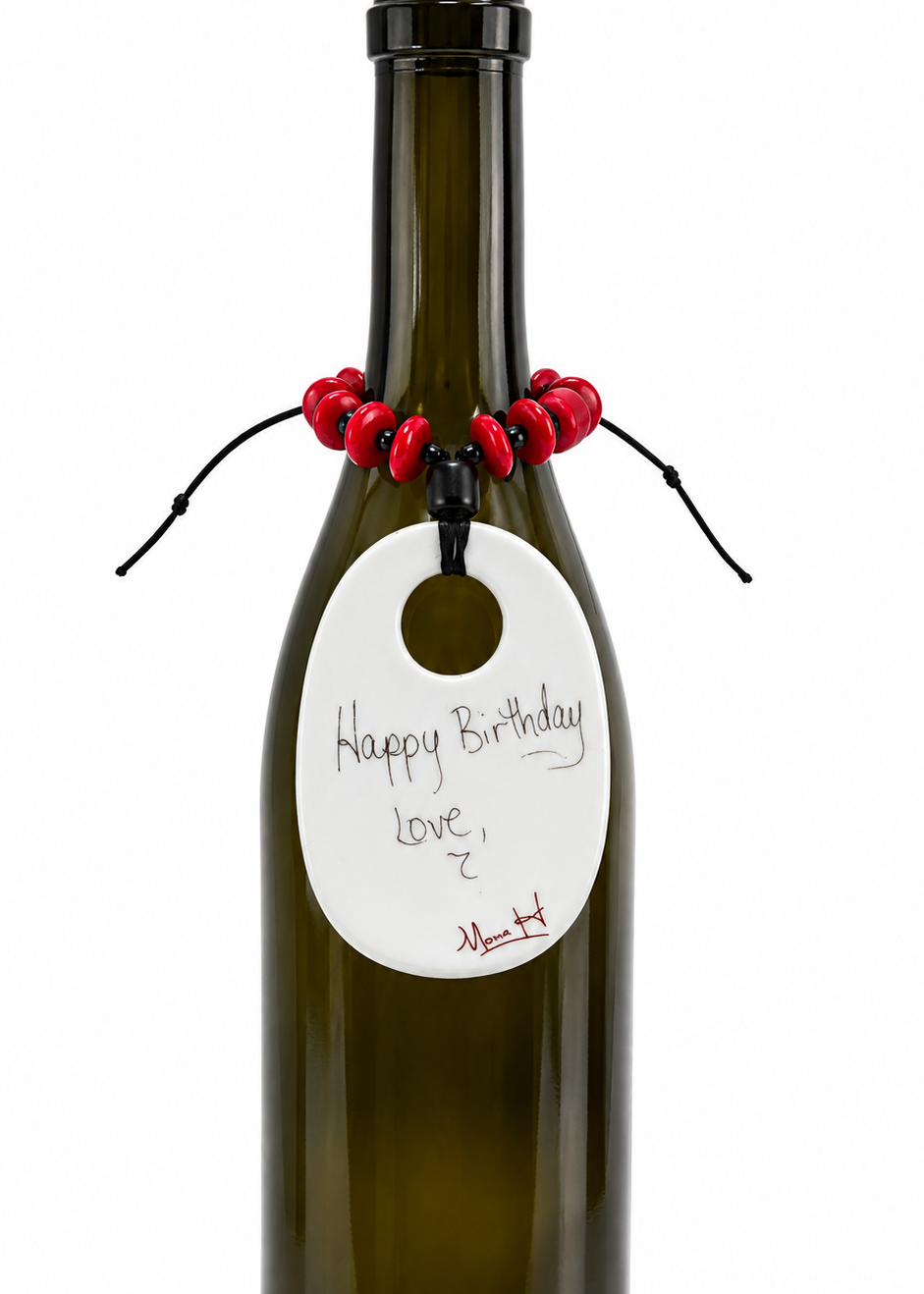 Hand-Painted Bulldog Porcelain Wine Bottle Tag
