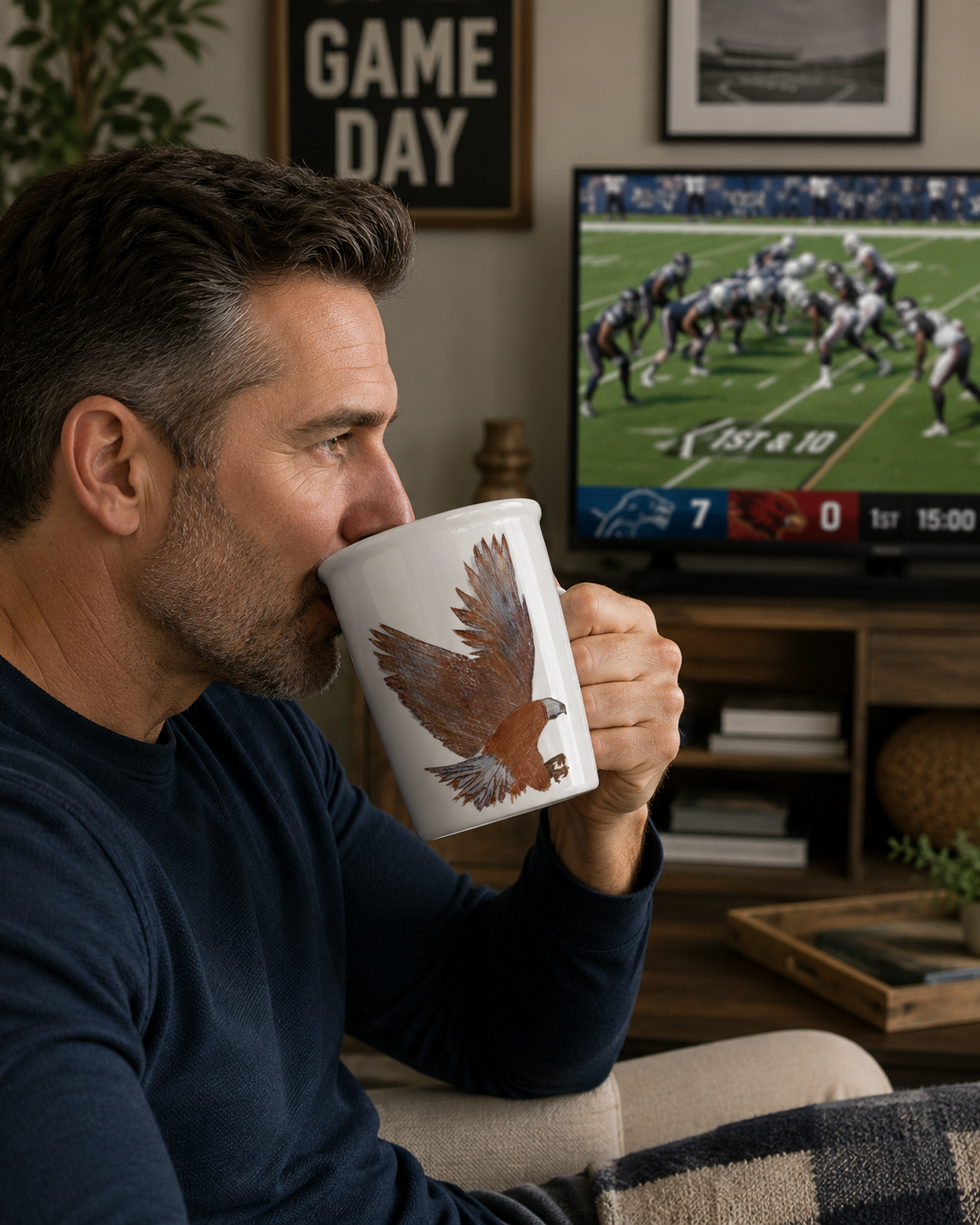 Hand-Painted Eagle Porcelain Coffee Mug – Game Day Morning Favorite