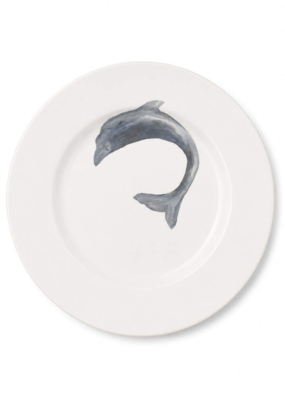 Hand-Painted Dolphin Porcelain Dinner Plate