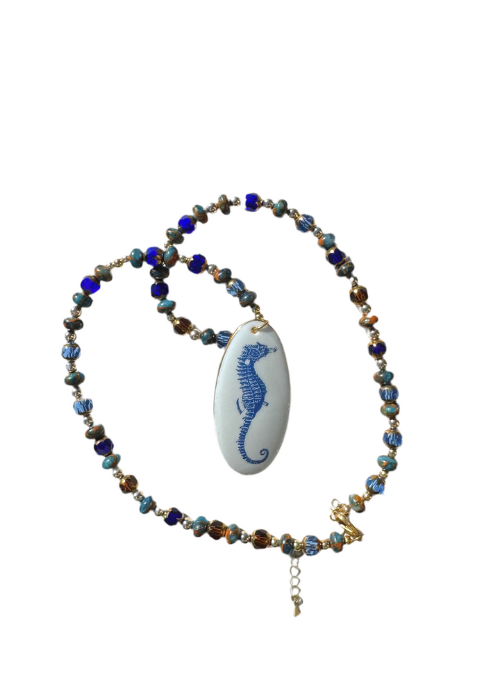 Seahorse Beaded Necklace Beach Lover Jewelry
