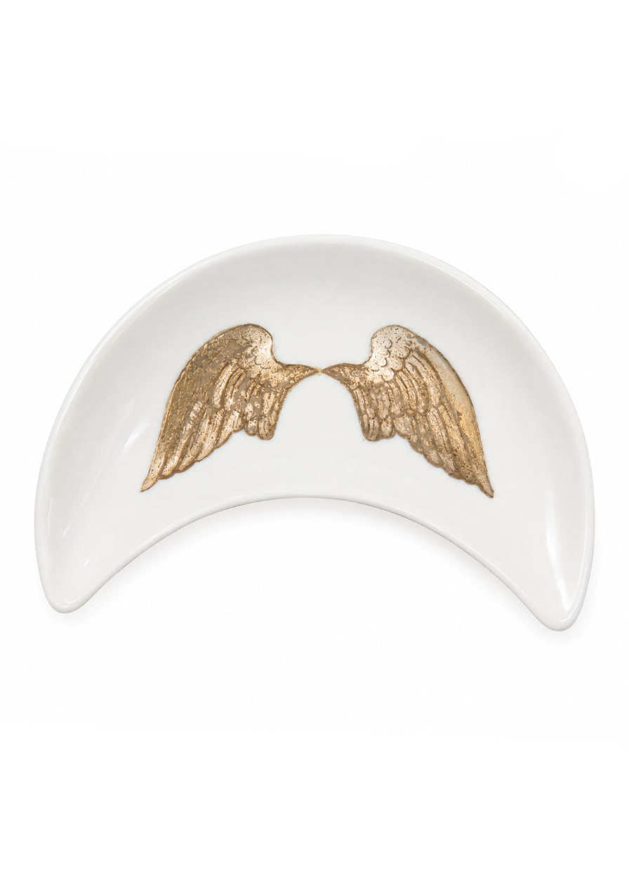 Hand-Painted Angel Wings Porcelain Ring Dish