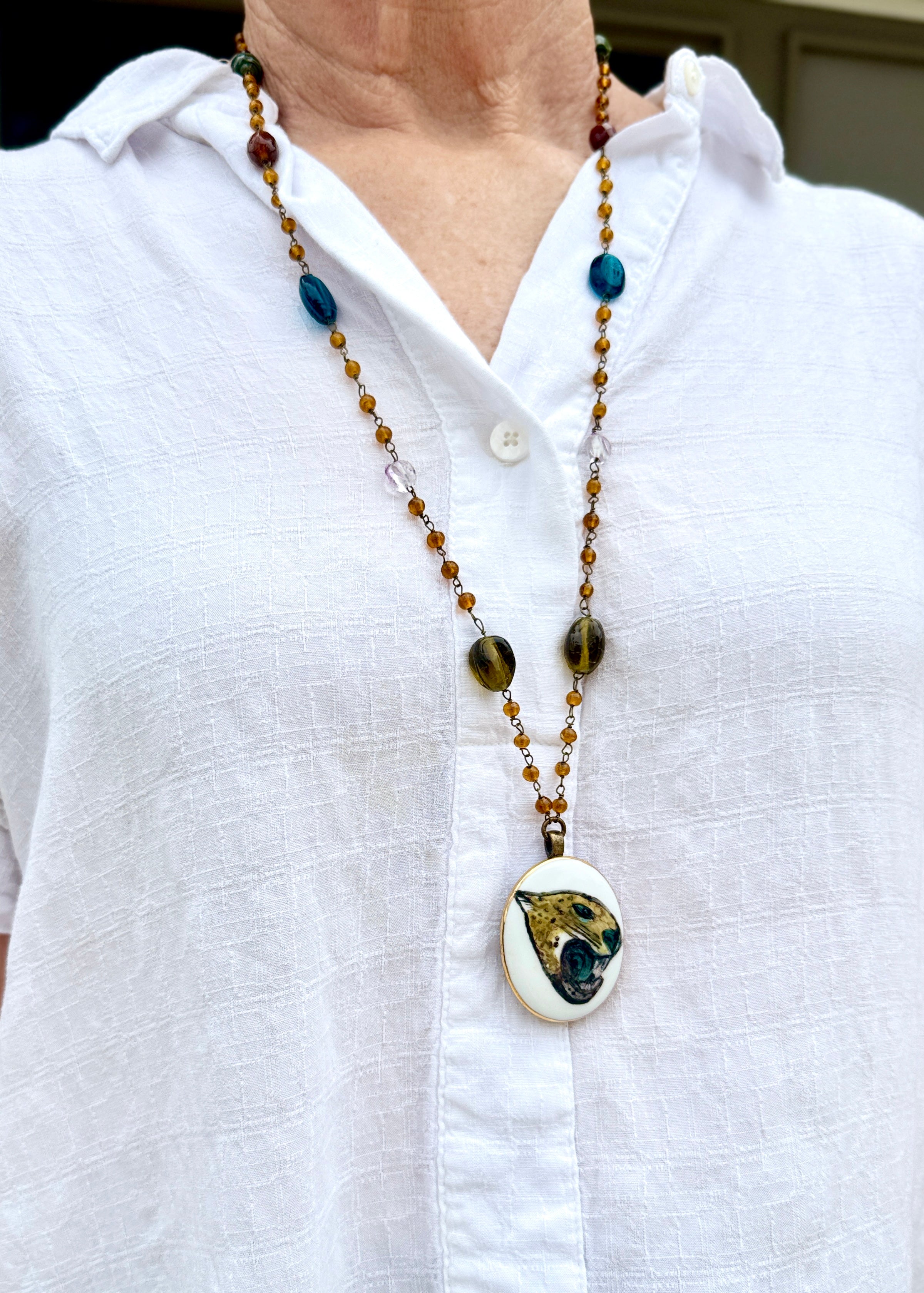 Jaguar Beaded Game Day Necklace Mascot Football Jewelry