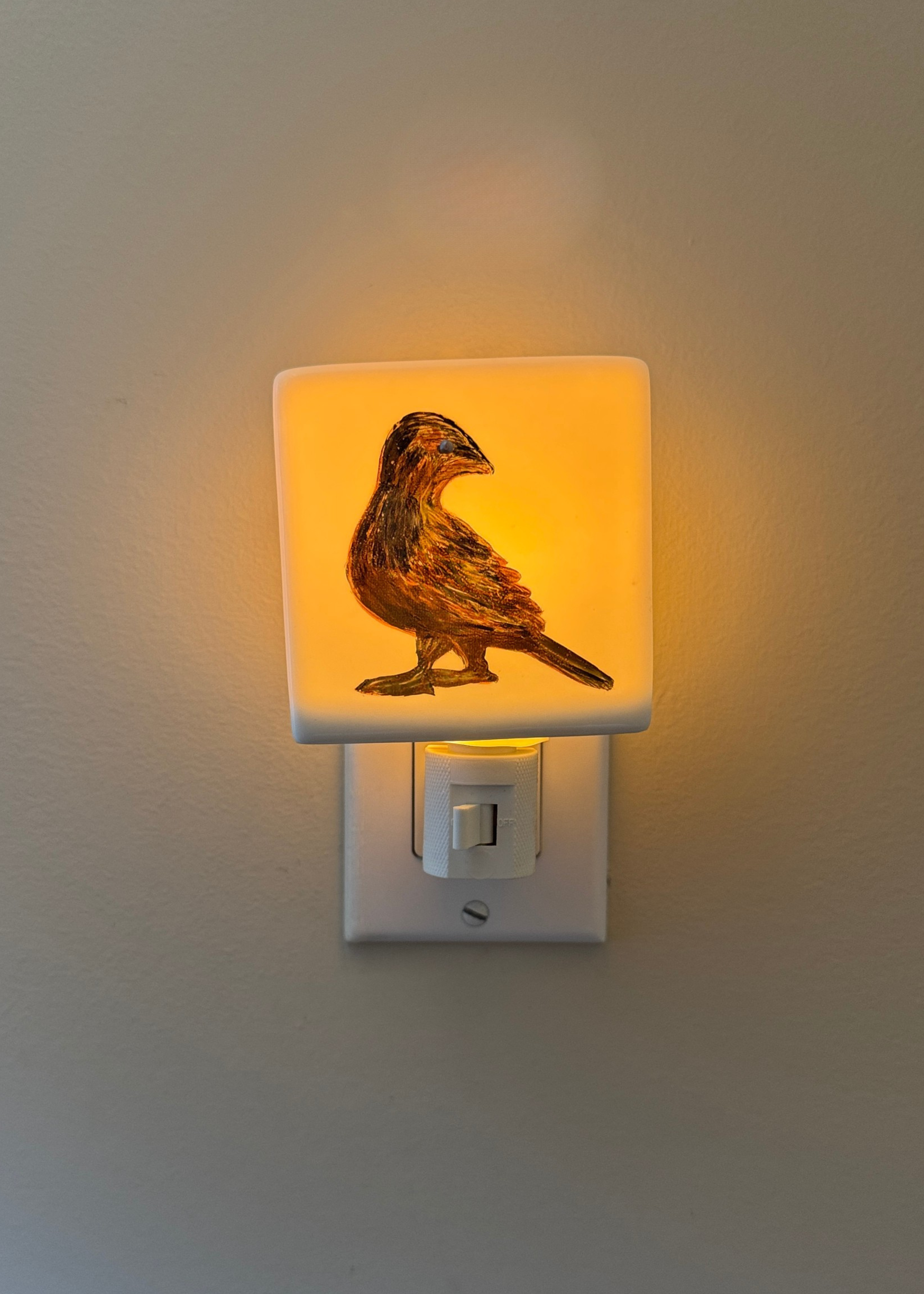 Golden Bird Porcelain Night Light