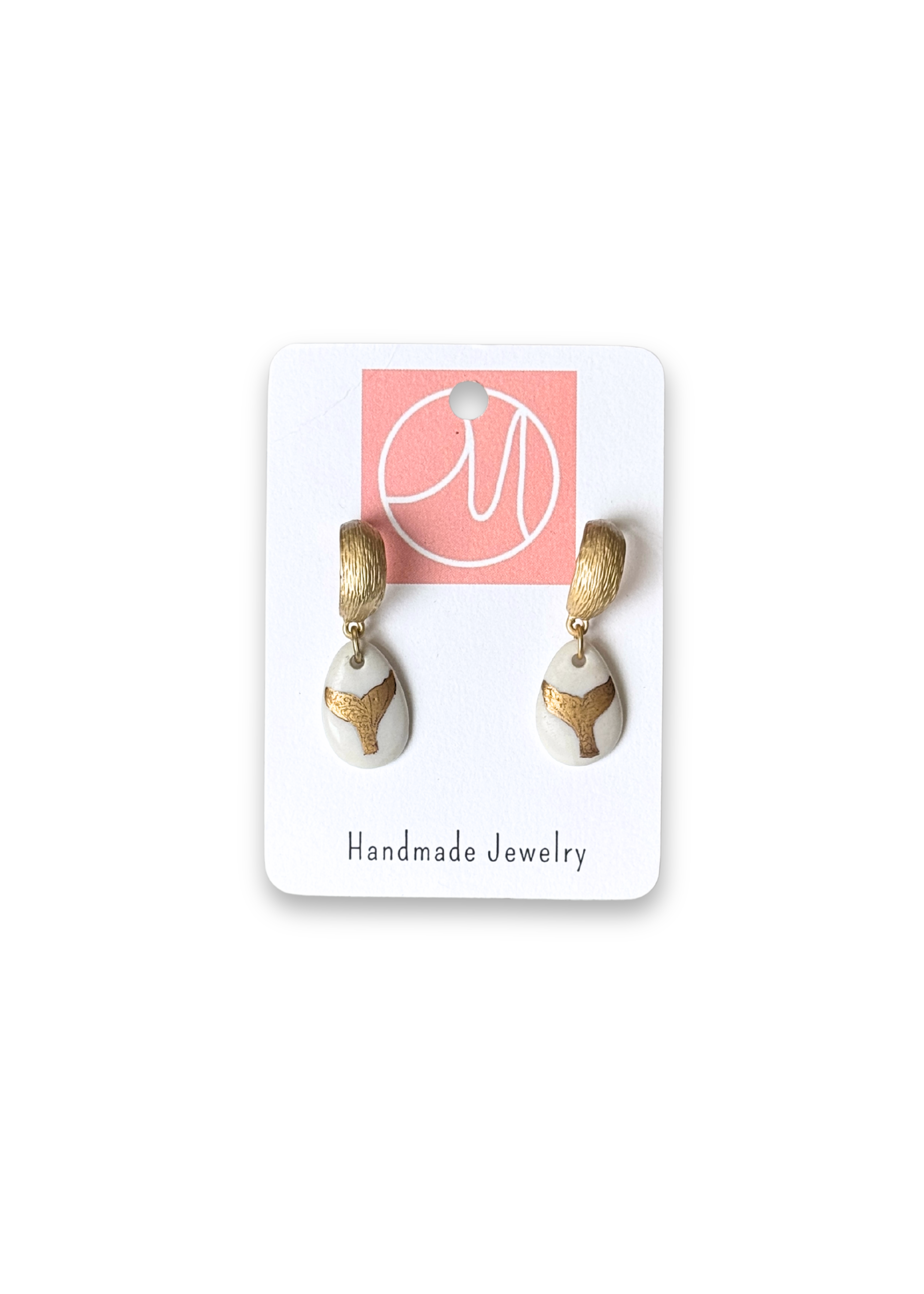 Gold Whale Tale Porcelain Earrings