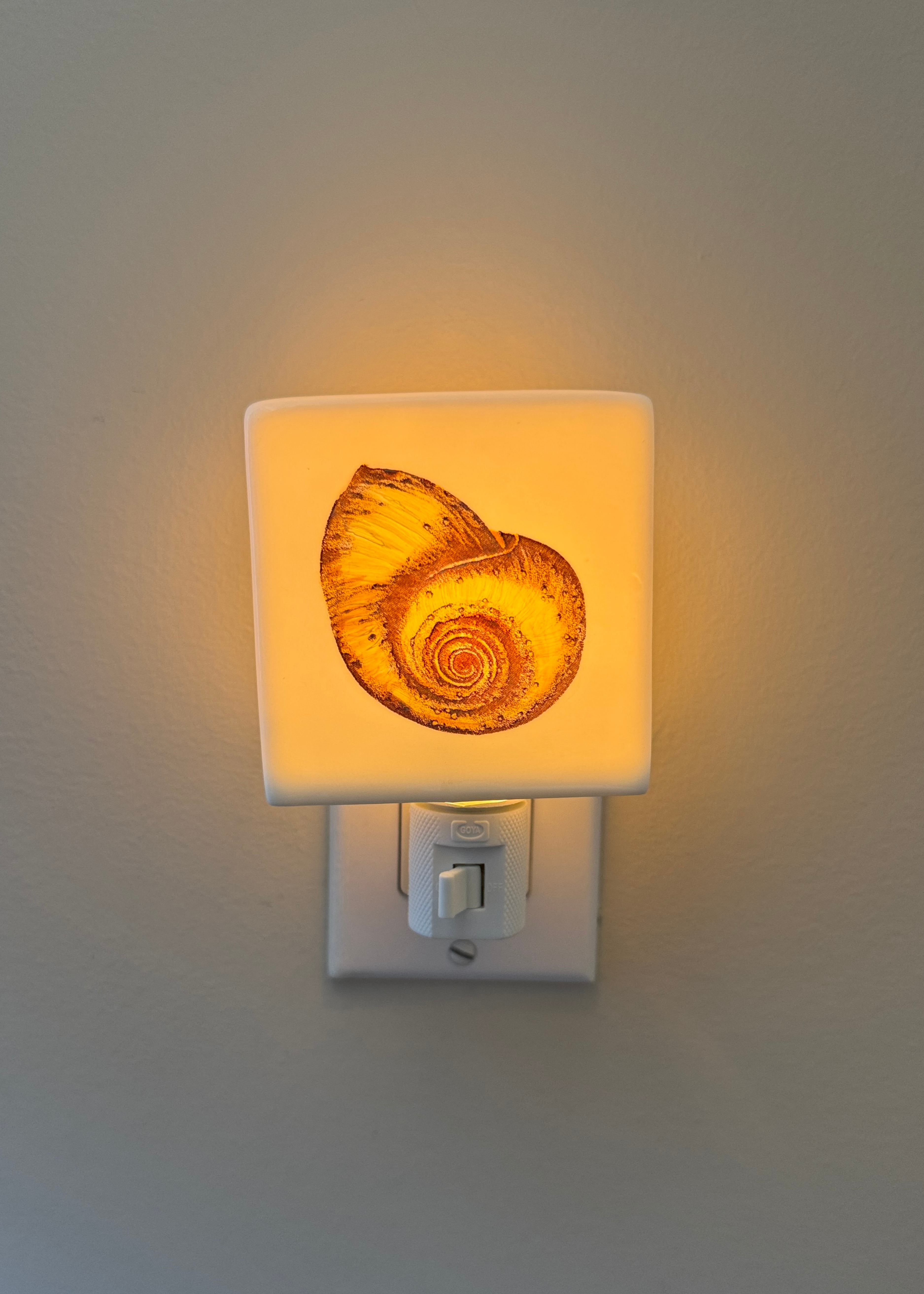 Golden Seashell Porcelain Night Light
