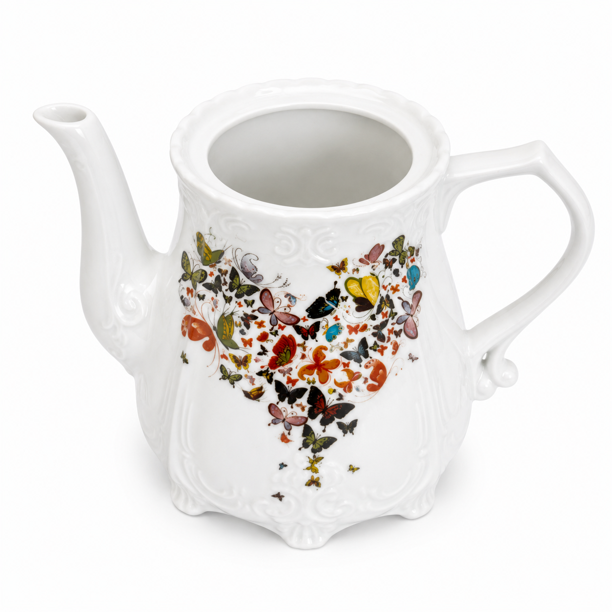 Butterfly Garden Porcelain Teapot – Elegant Floral Tea Server