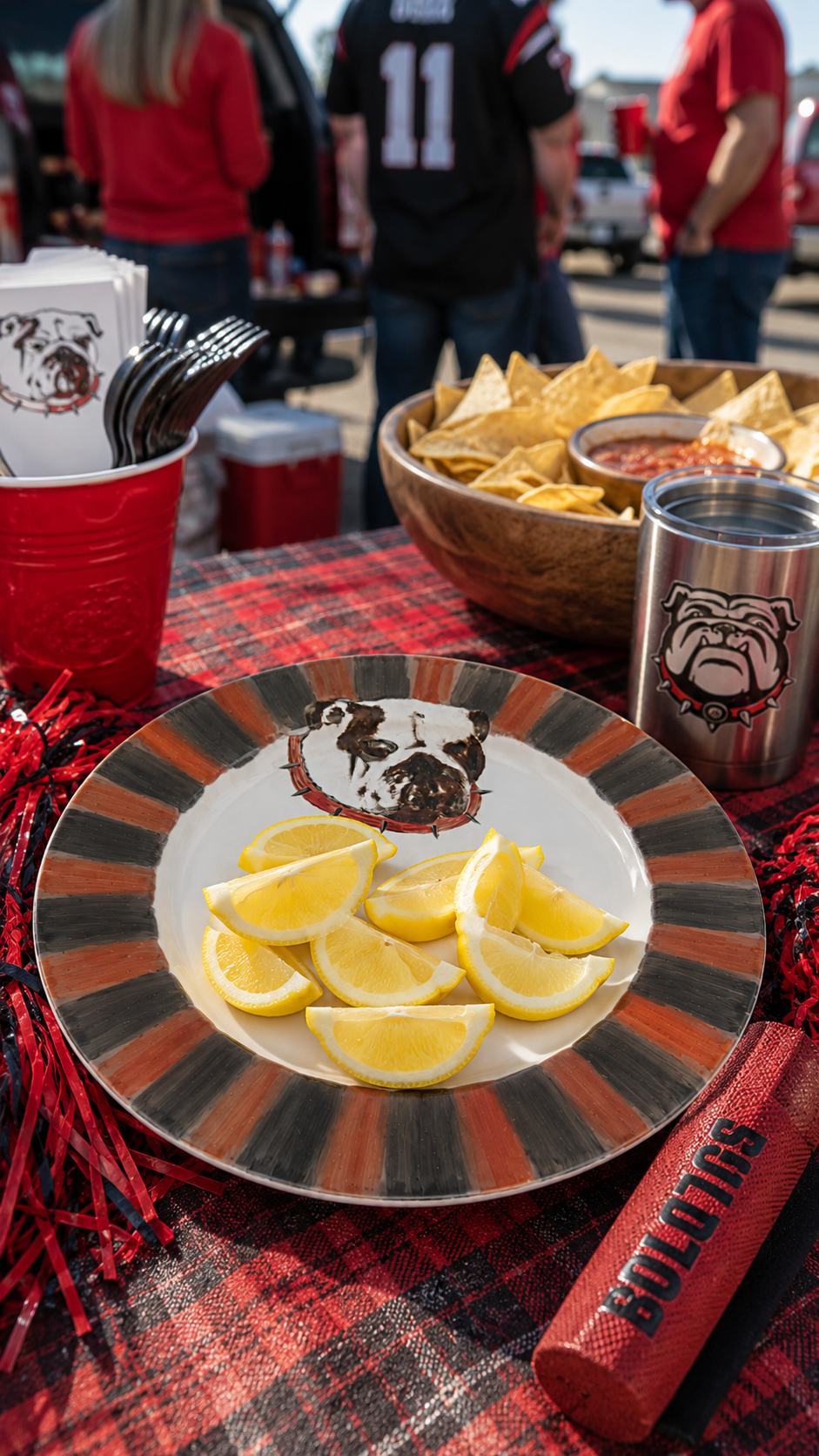 Hand-Painted Bulldog Porcelain Plate – Game Day Entertaining