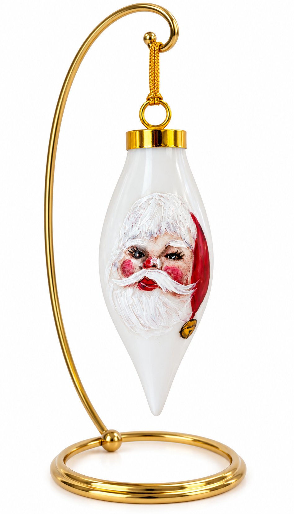 Hand-Painted Vintage Santa Porcelain Christmas Ornament