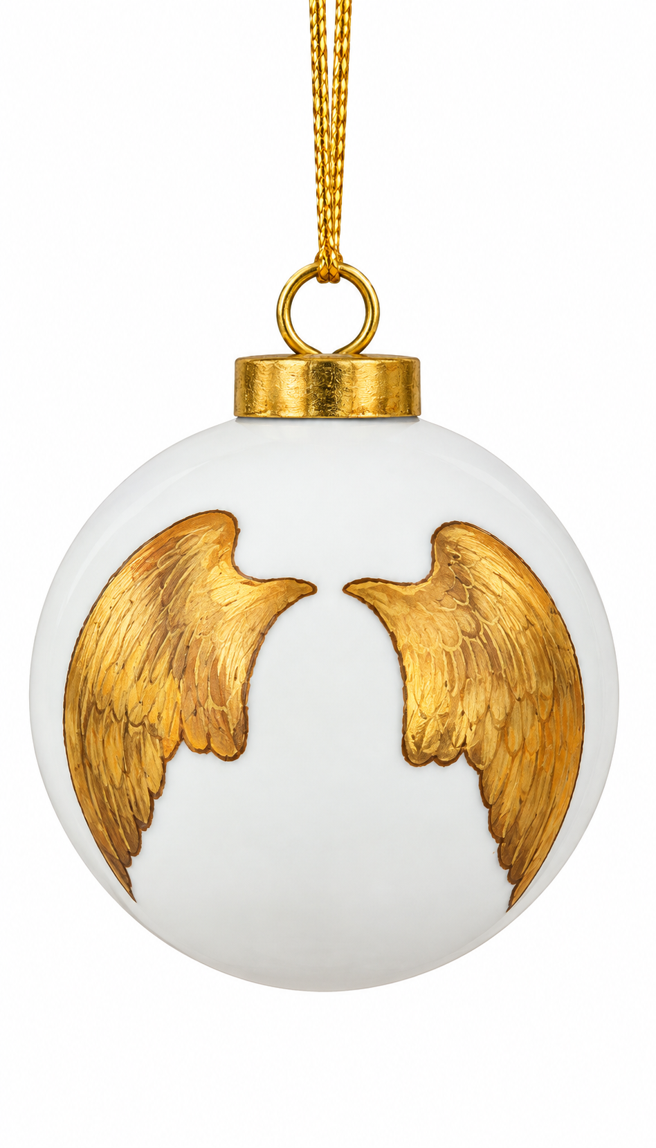 Hand-Painted Gold Angel Wings Porcelain Christmas Ornament