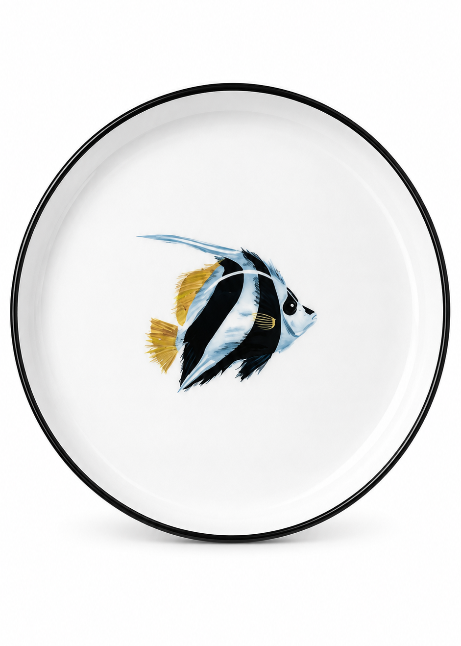 Facing Right Coastal Tropical Hand Painted Moorish Fish Appetizer Serving Plate