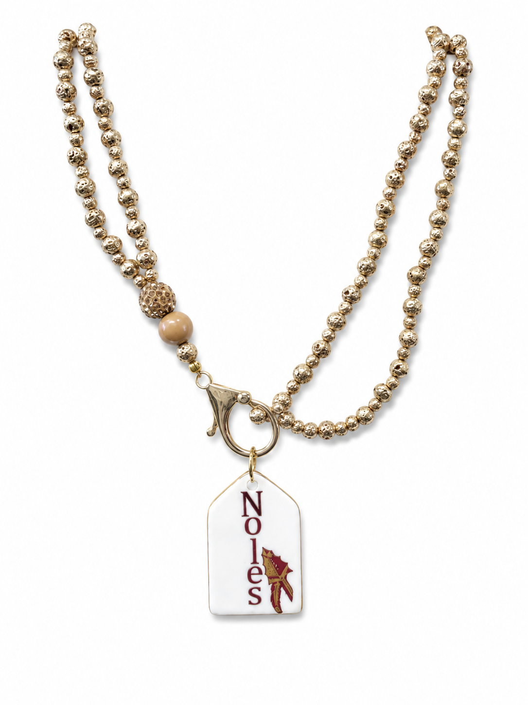 Noles Hand-Painted Porcelain Tag Necklace – Elegant Game Day Statement
