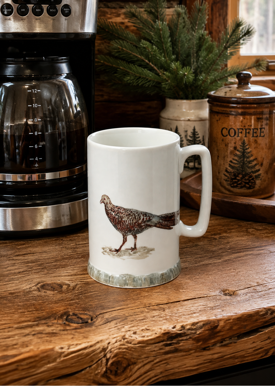 Hand-Painted Pheasant Porcelain Mug