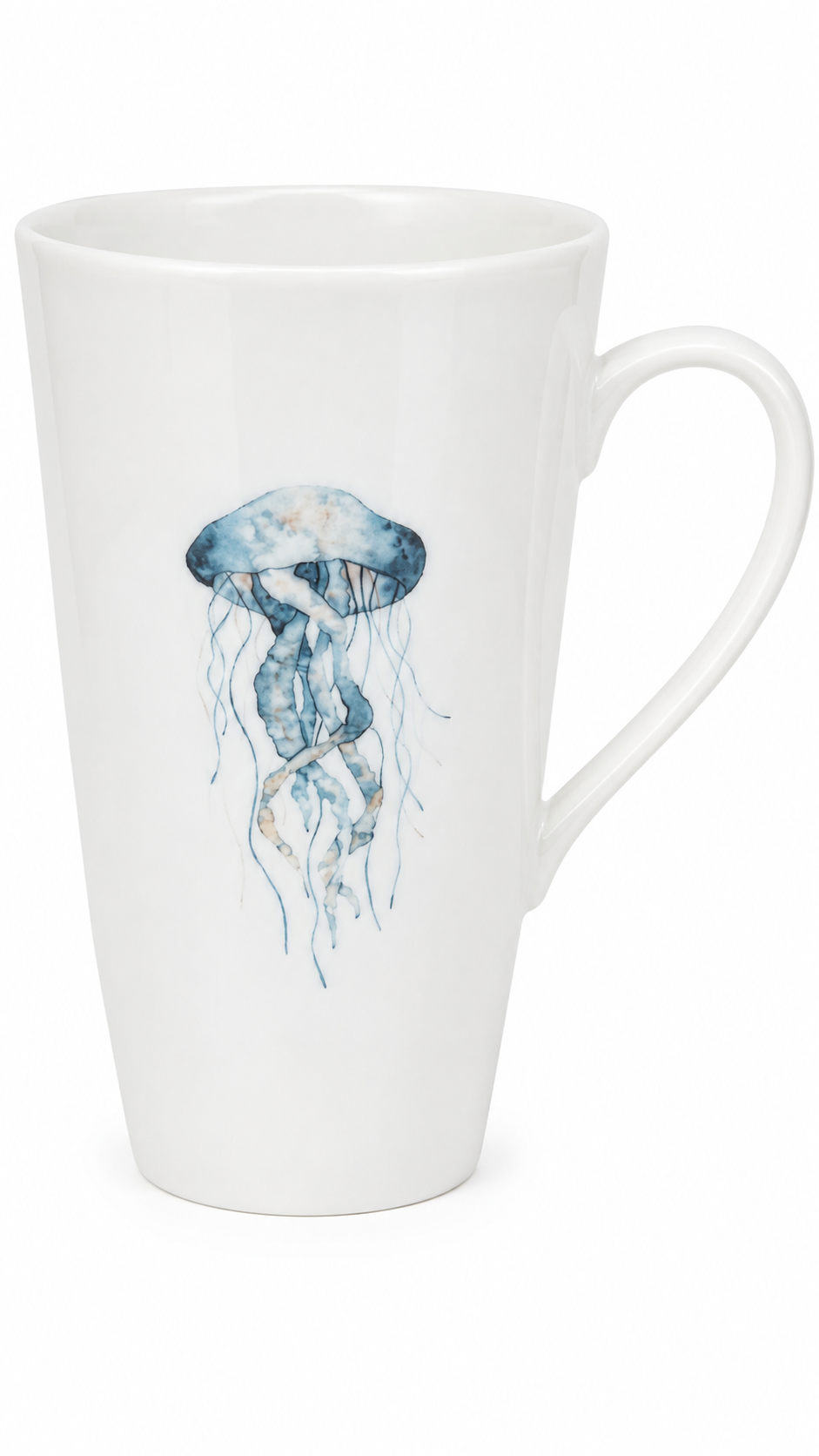 Hand-Painted Jellyfish Porcelain Mug