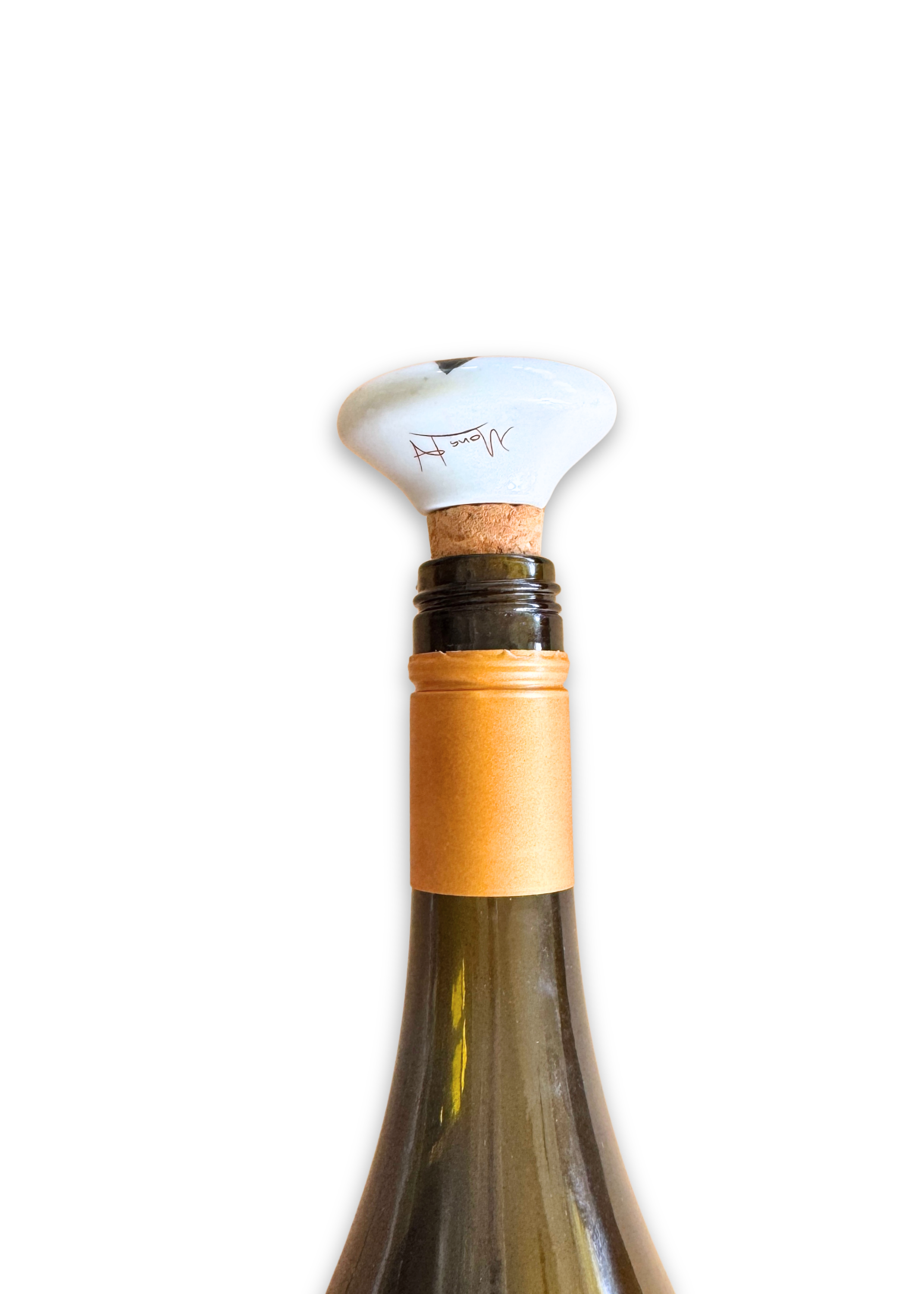 Shark Tooth Painted on a Ceramic Porcelain Wine Cork Stopper Barware