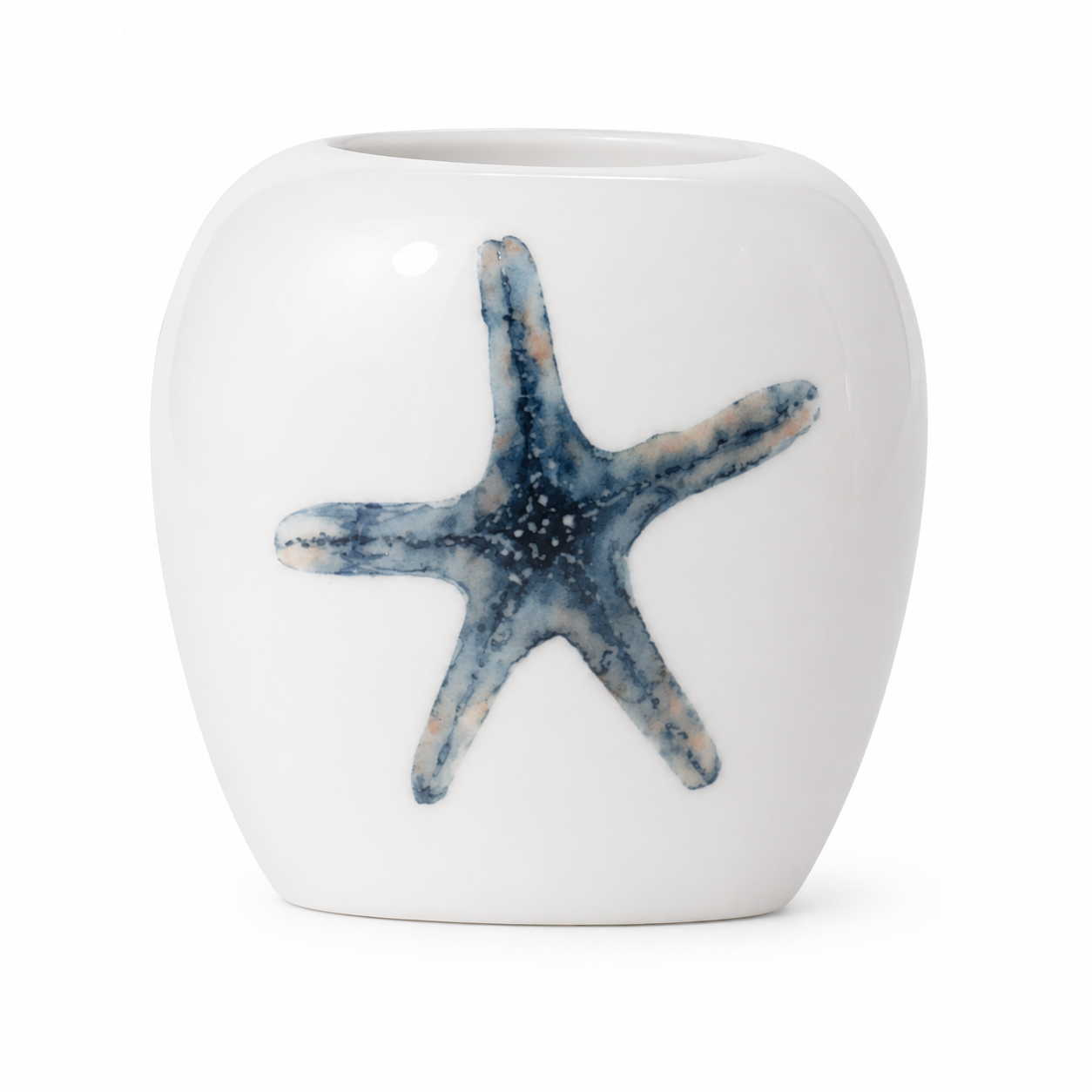 Starfish Porcelain Vase | Coastal Beach House Decorative Flower Vase