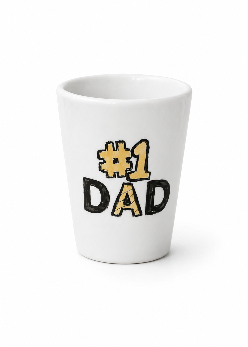 #1 Dad Hand-Painted Porcelain Shot Glass & Mini Bottle Holder Gift