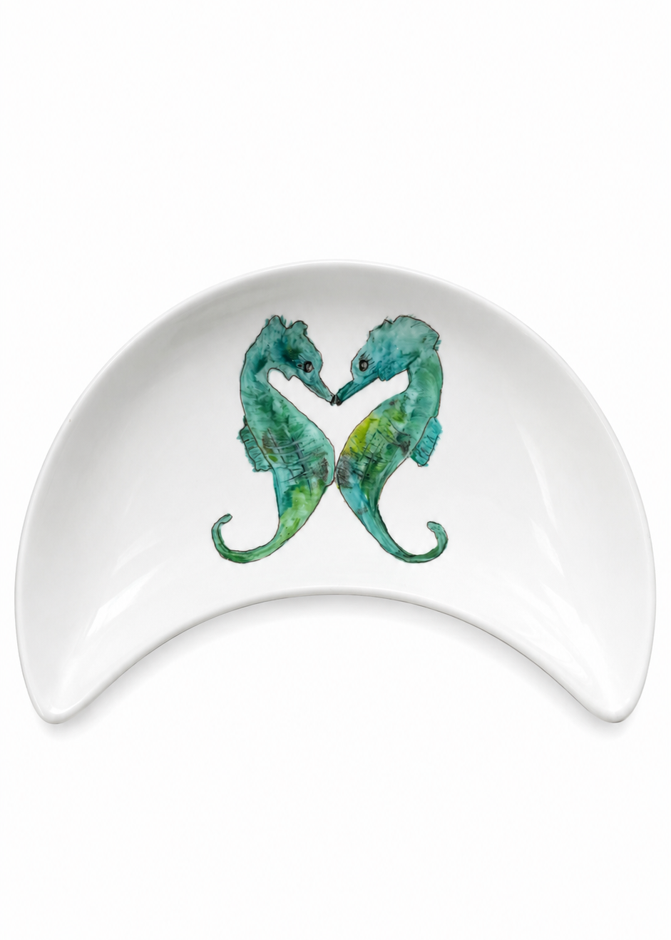 Hand-Painted Seahorse Crescent Vanity Tray
