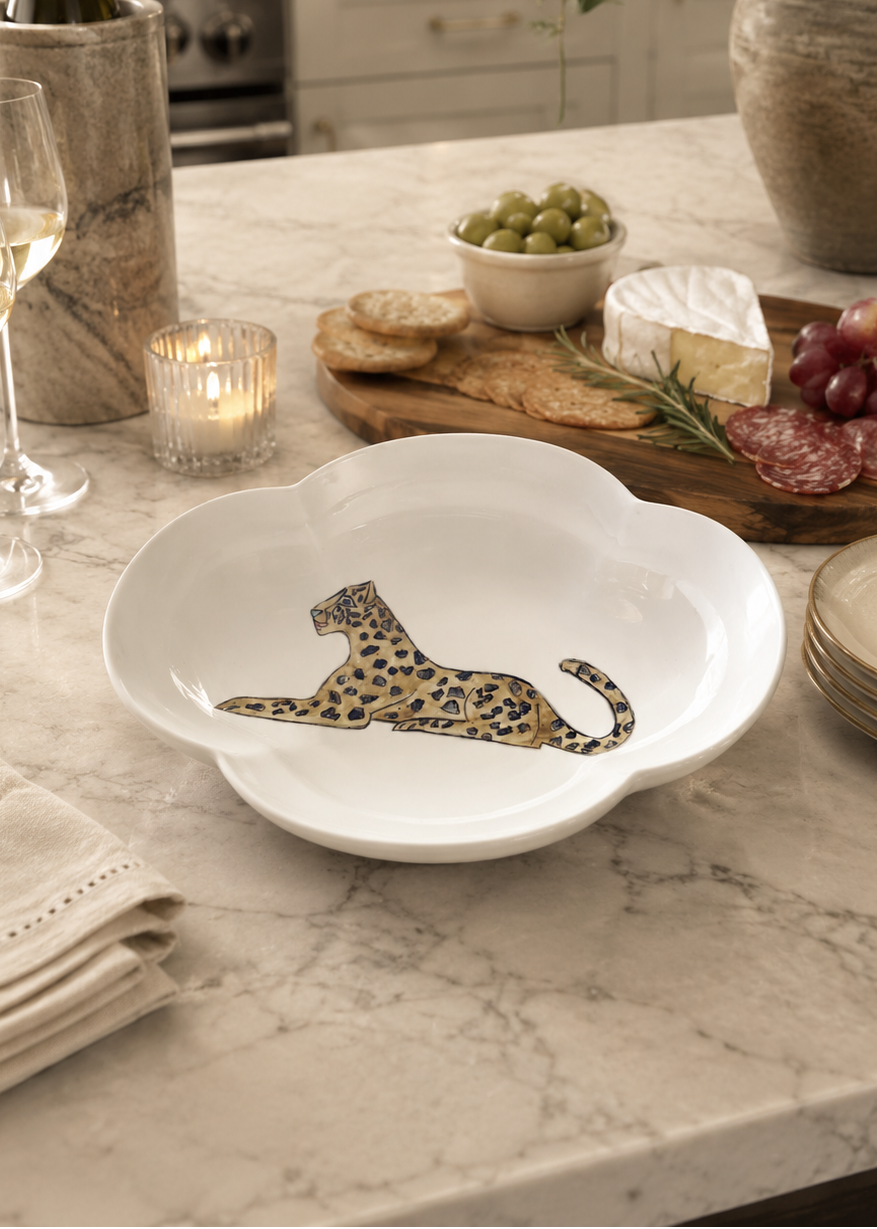 Hand-Painted Jaguar Porcelain Bowl