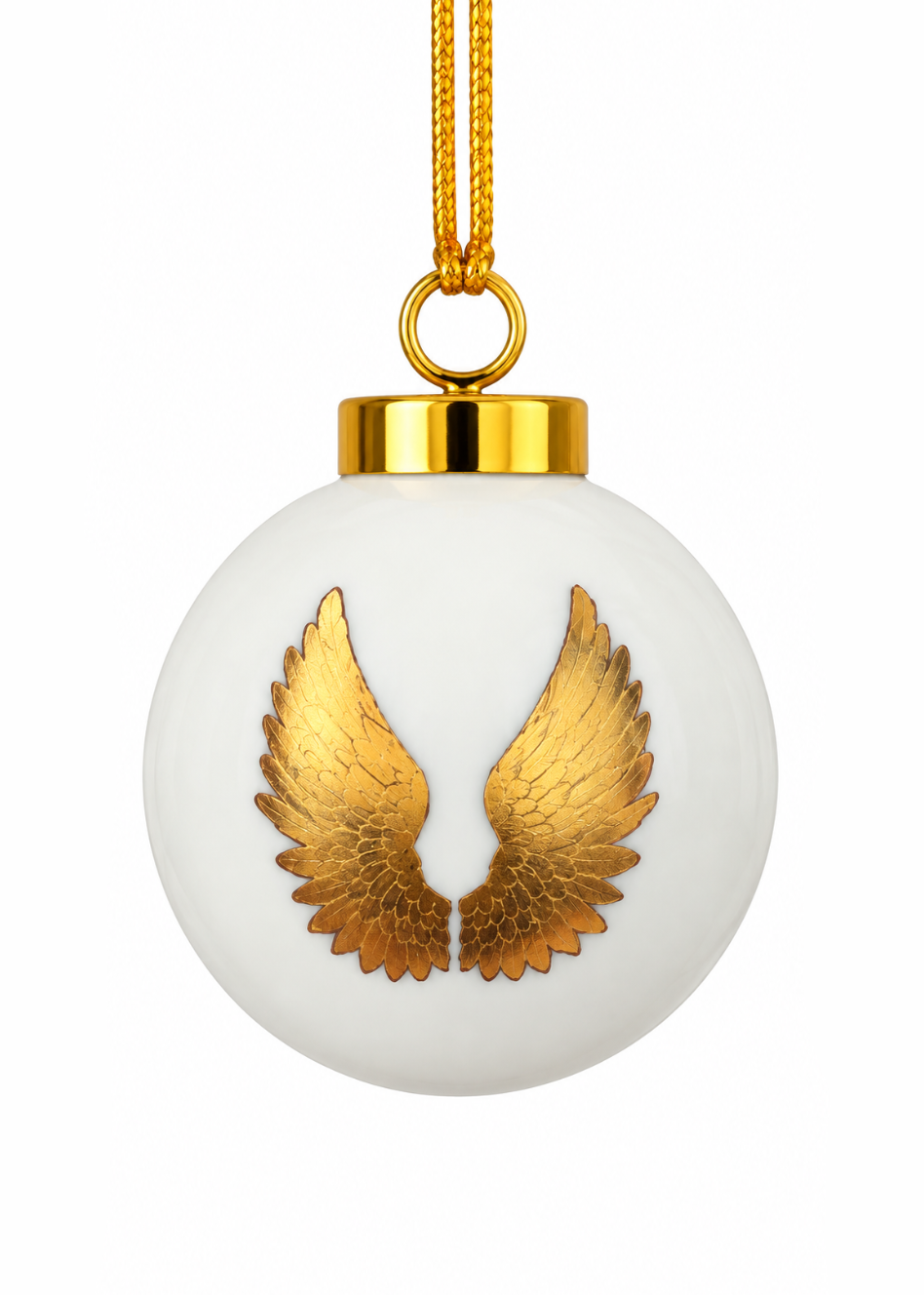 Hand Painted Gold Angel Wings Porcelain Ornament