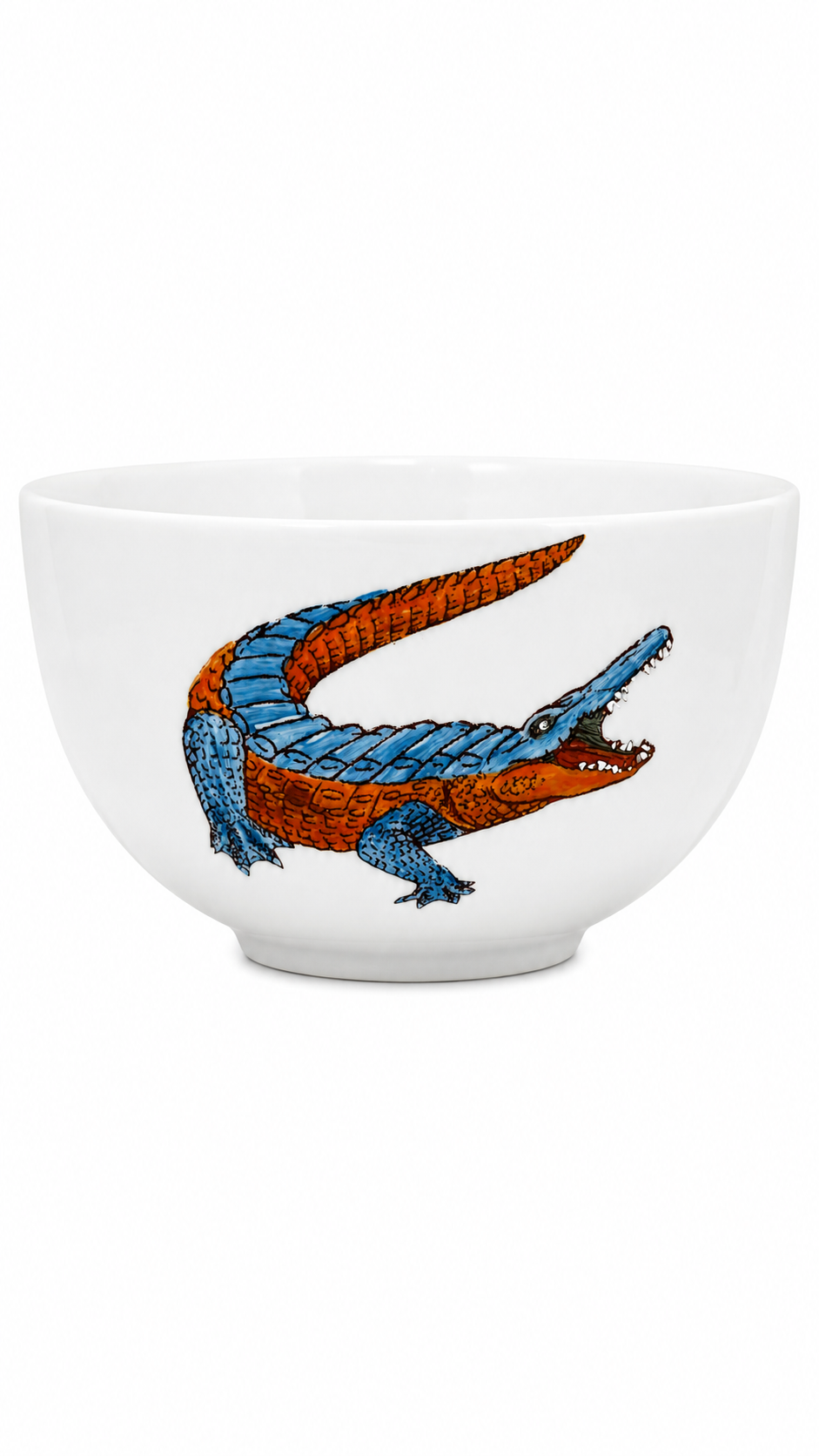 Hand-Painted Gator Porcelain Serving Bowl