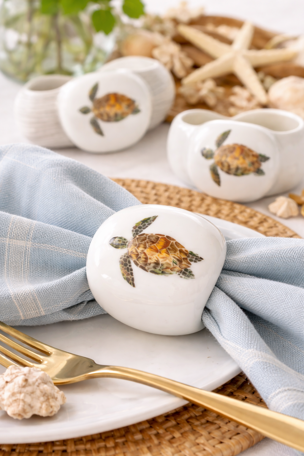 Sea Turtle Porcelain Napkin Rings
