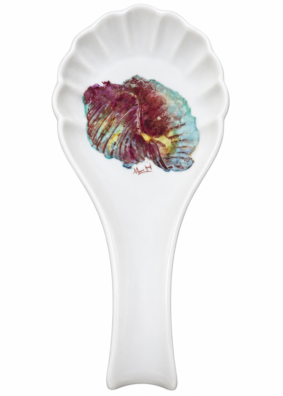 Hand-Painted Coastal Seashell Porcelain Spoon Rest