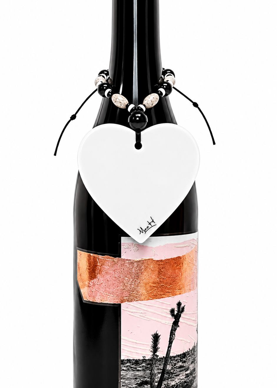 Shark Tooth Heart Porcelain Bottle Tag
