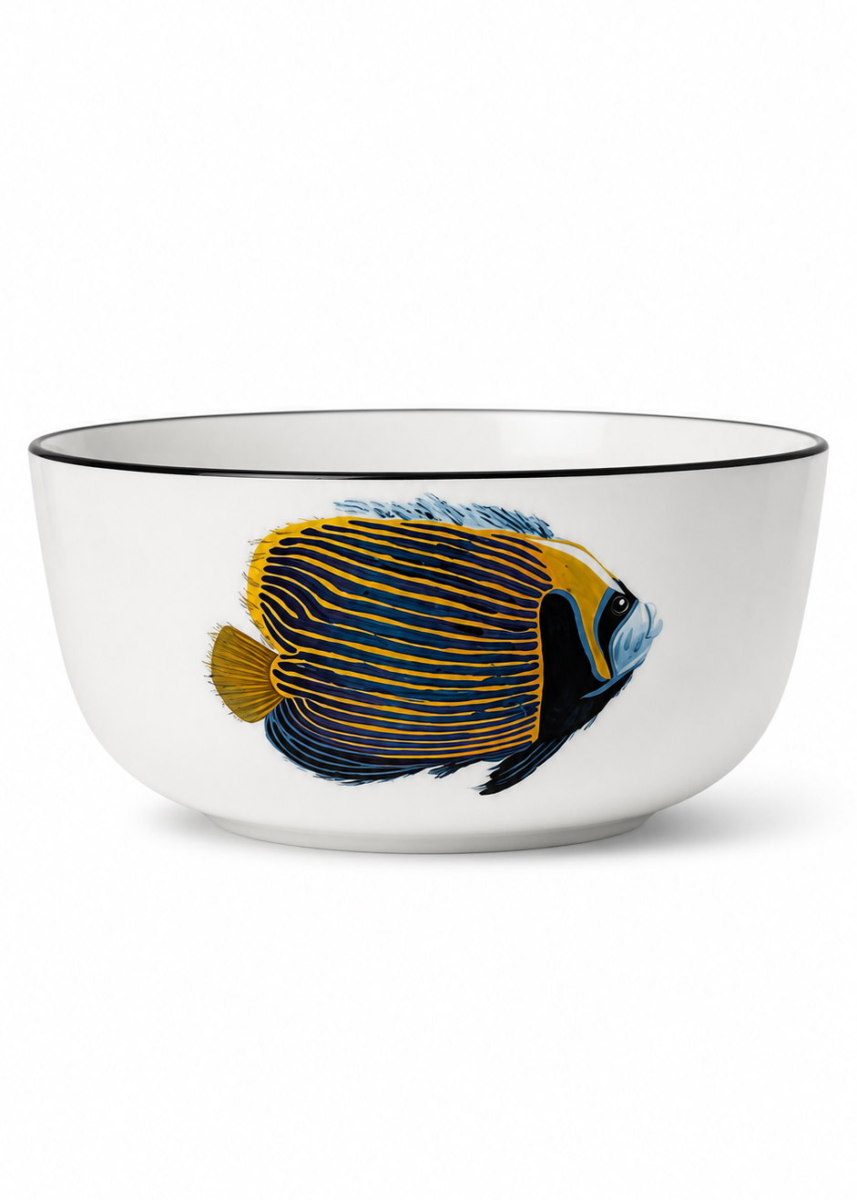 Coastal Tropical Hand Painted Angelfish Porcelain Bowl