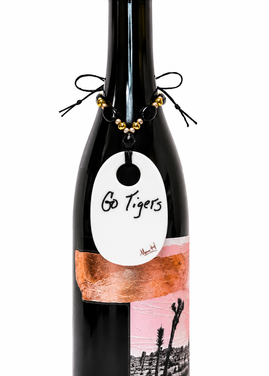 Hand-Painted Tiger Porcelain Bottle Tag