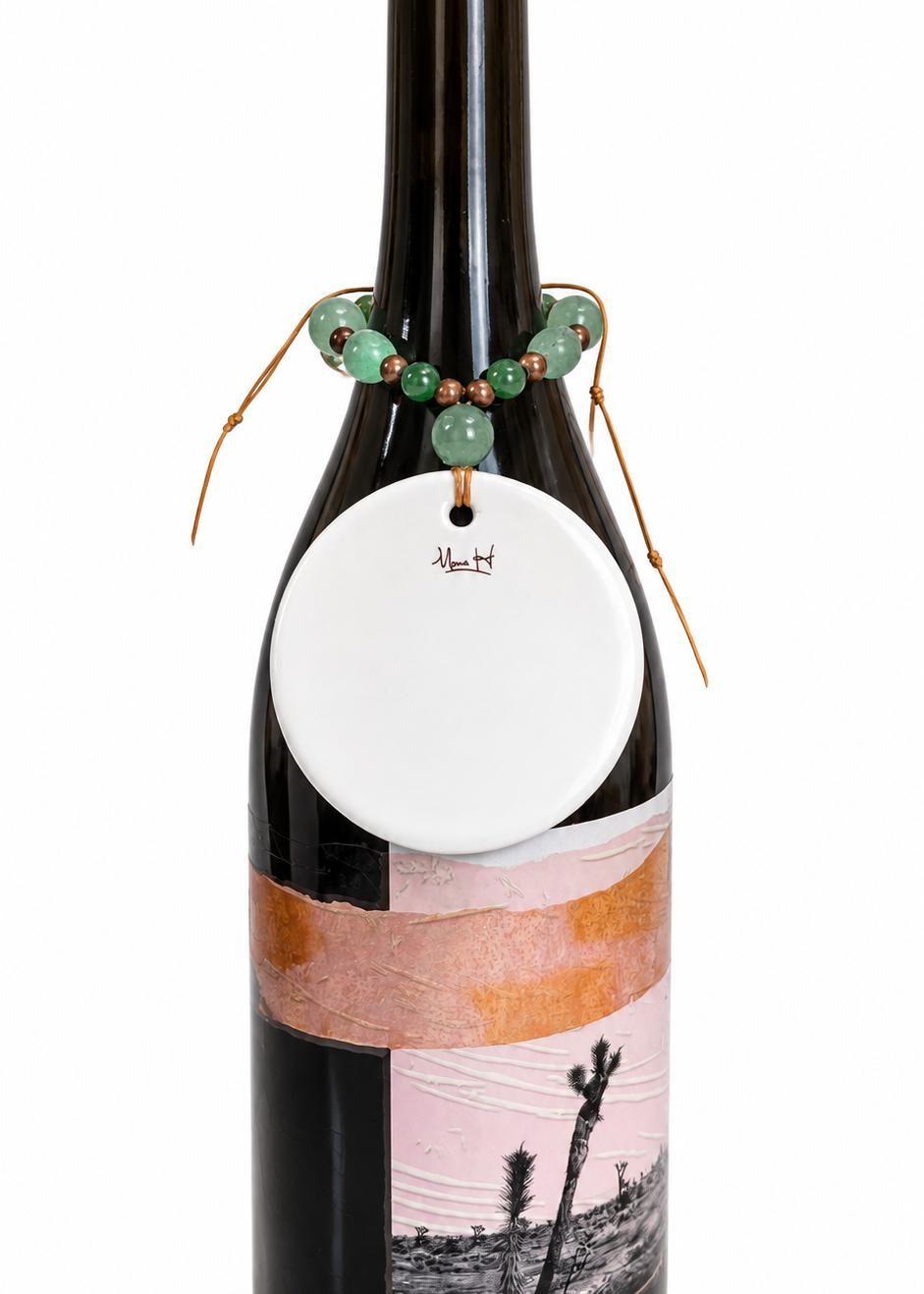 Hand-Painted Seahorse Porcelain Bottle Tag