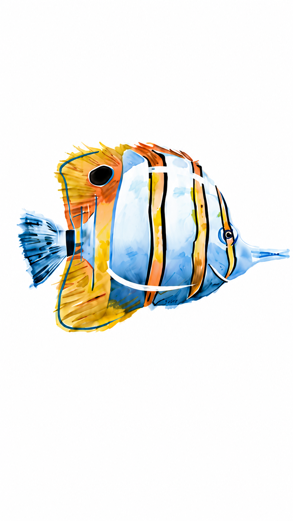 Hand-Painted Tropical Fish Dinner Plate – Coastal Porcelain Plate with Vibrant Ocean Design
