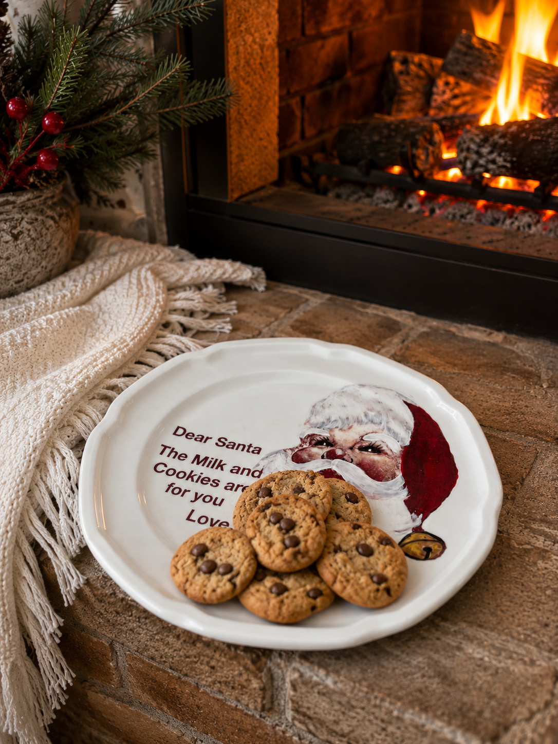 Dear Santa Milk & Cookies Christmas Plate