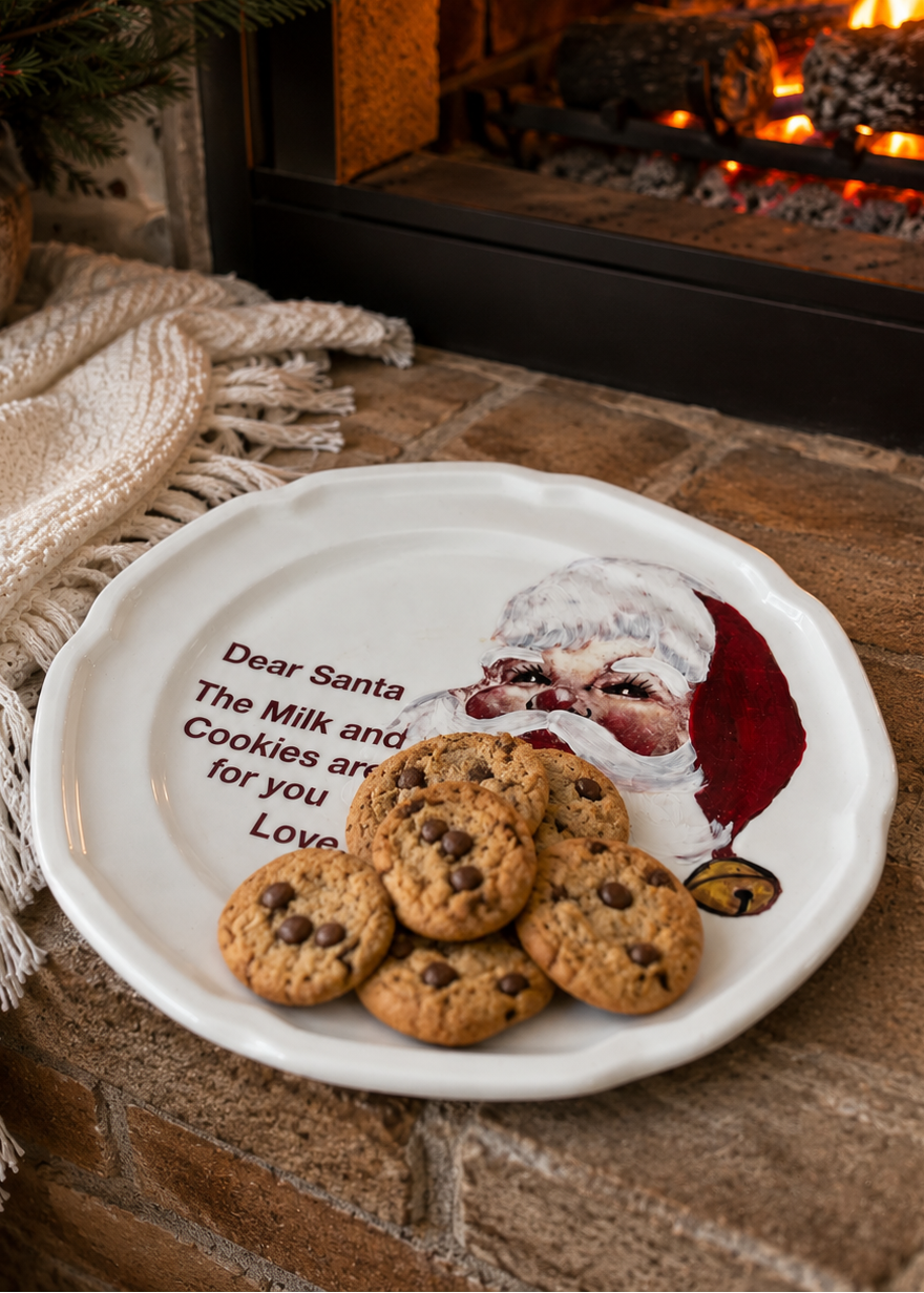 Dear Santa Milk & Cookies Christmas Plate