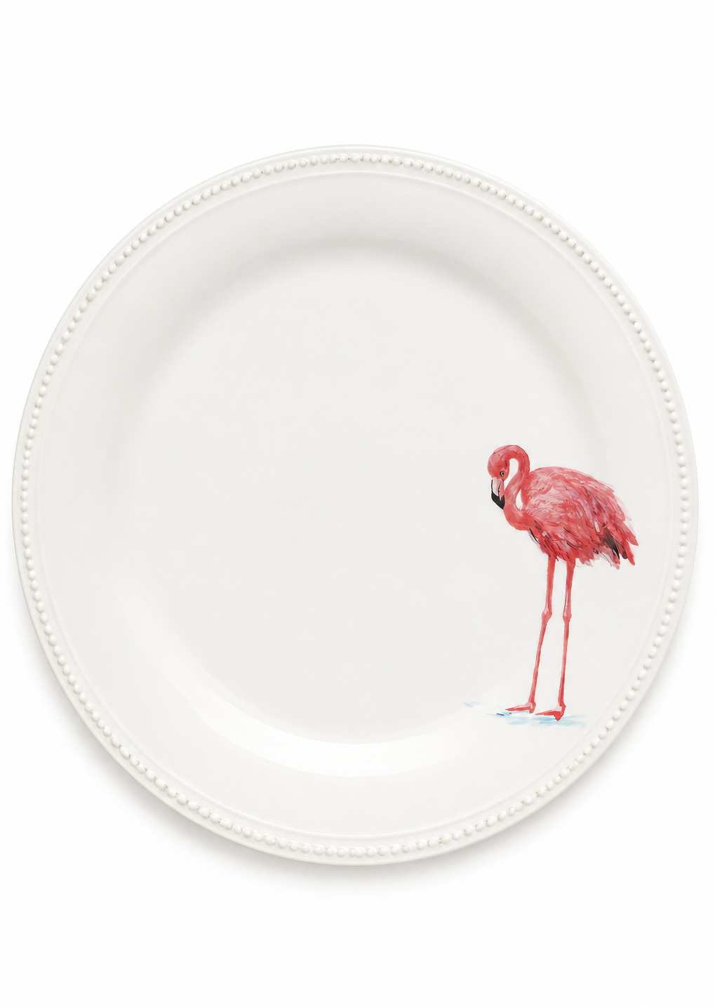 Hand-Painted Flamingo Porcelain Dinner Plate