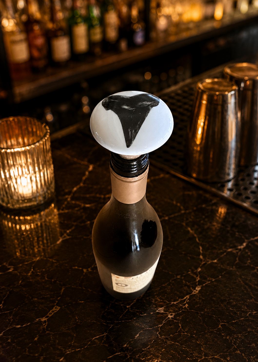Hand-Painted Shark Tooth Porcelain Wine Stopper