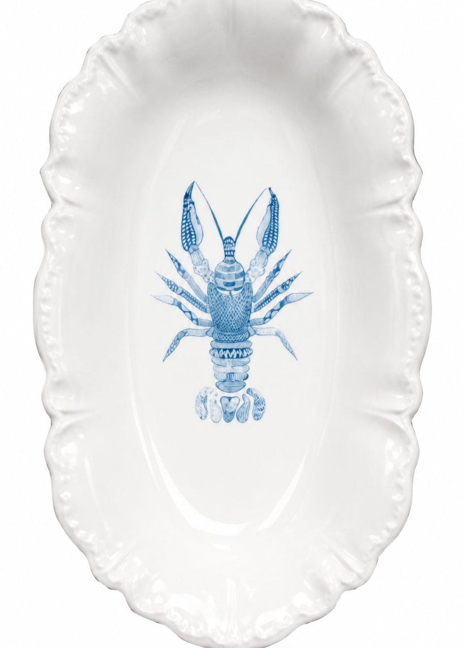 Blue Lobster Porcelain Scalloped Tray