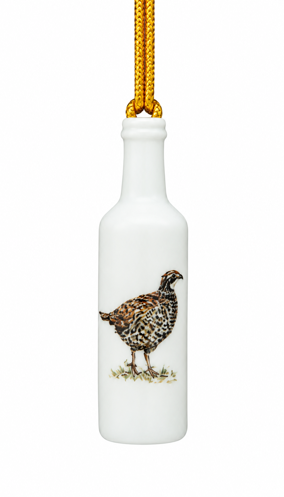 White Porcelain 3.25" Wine Bottle Ornament Pheasant