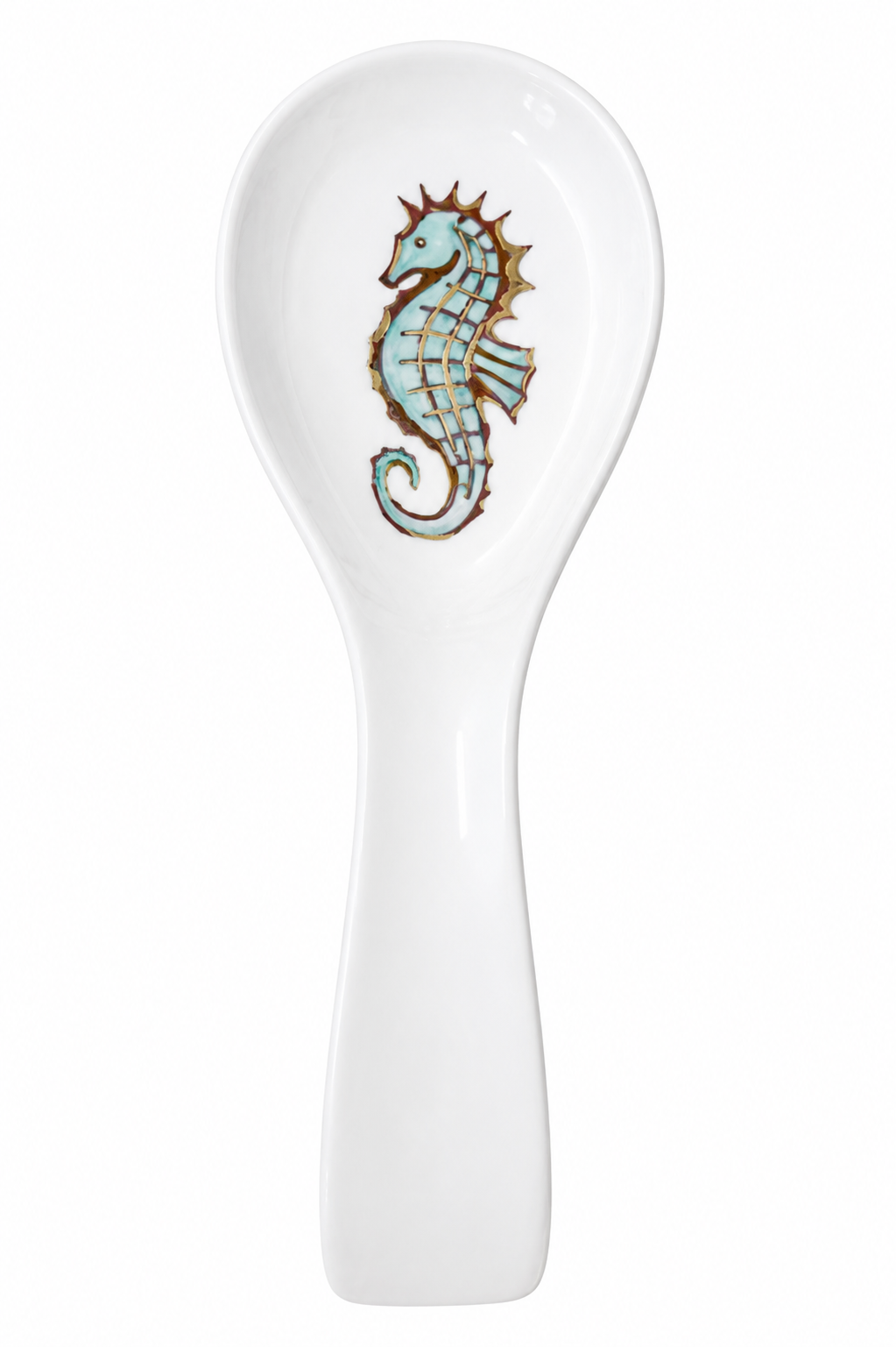 Coastal Seahorse Hand-Painted Porcelain Spoon Rest