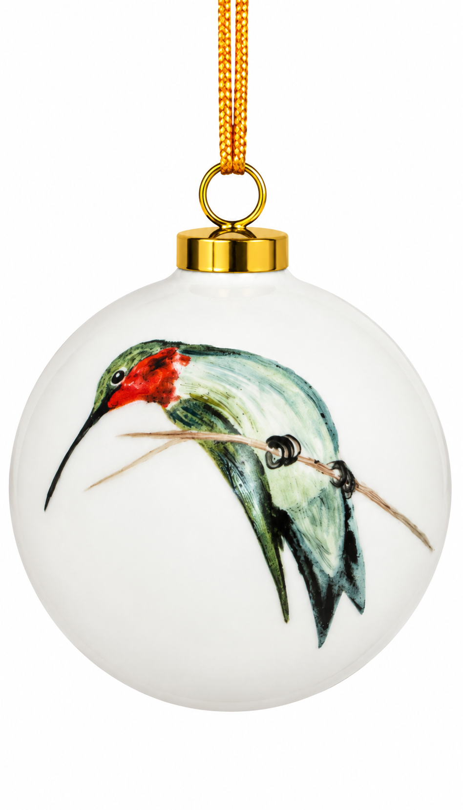 Ruby-Throated Hummingbird Porcelain Christmas Ornament