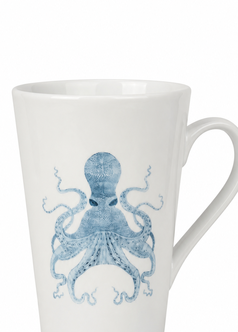 Coastal Blue Octopus Porcelain Coffee Mug