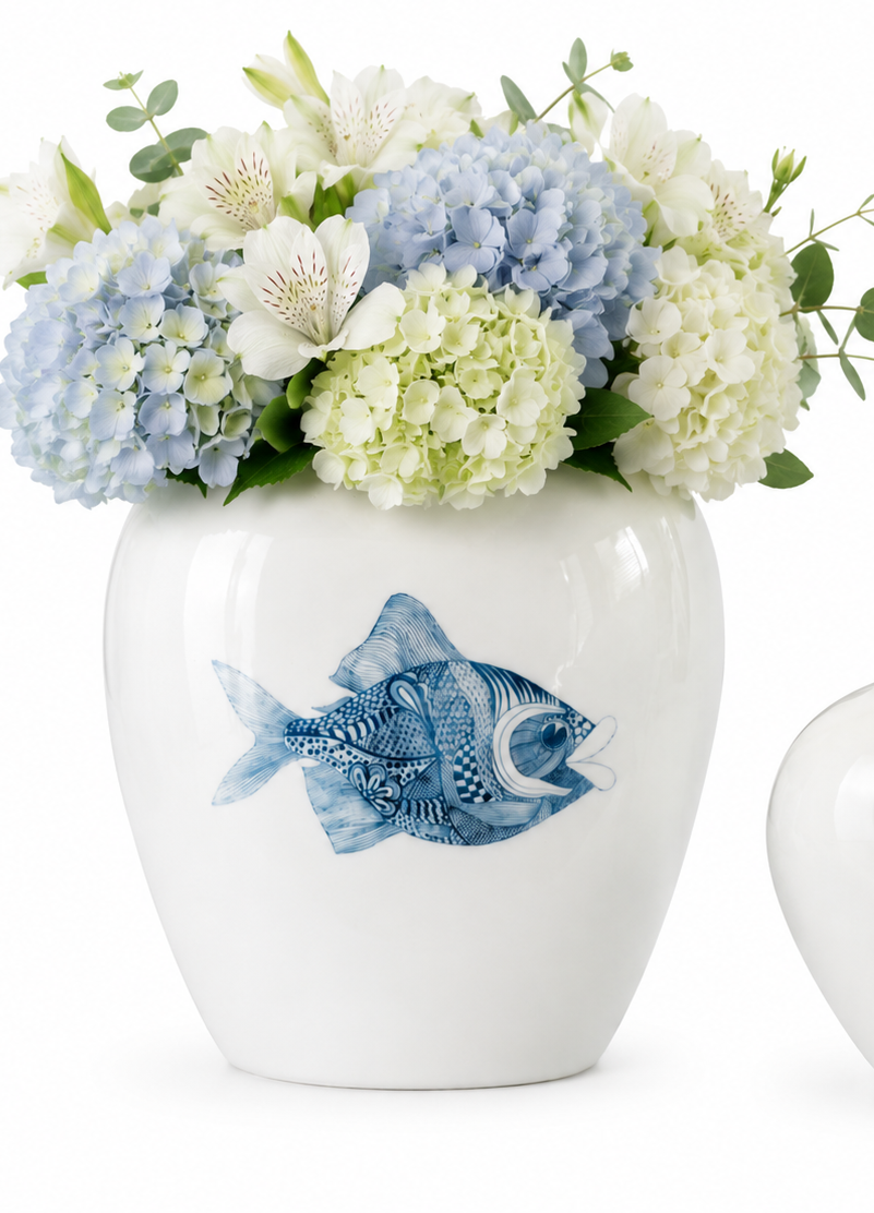 Coastal Fish Porcelain Vase