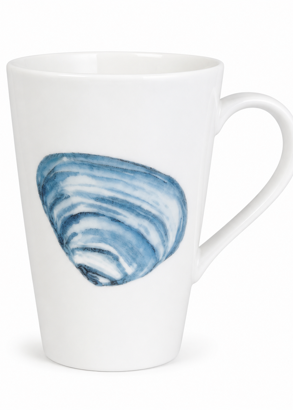 Hand-Painted Coastal Seashell Porcelain Coffee Mug