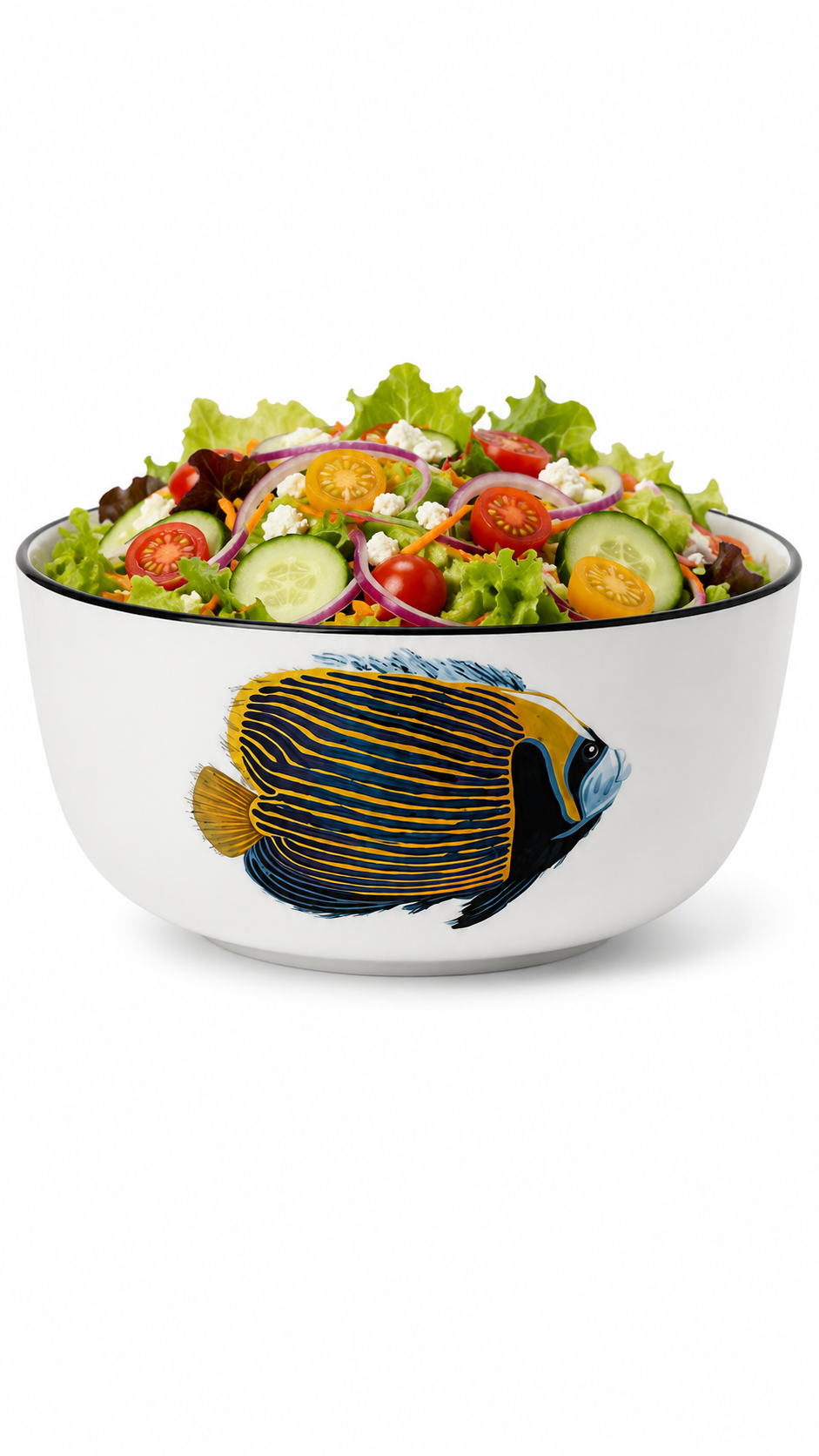 Angelfish Porcelain Salad Bowl – Coastal Serving Bowl