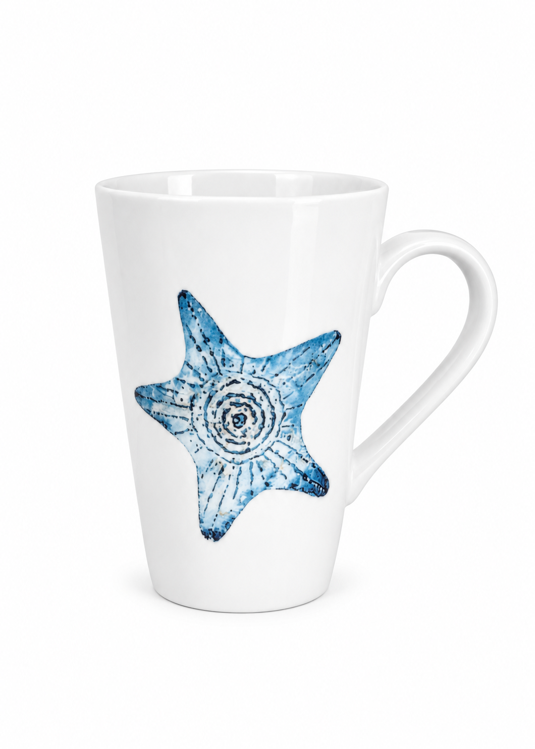 Hand-Painted Coastal Starfish Porcelain Mug