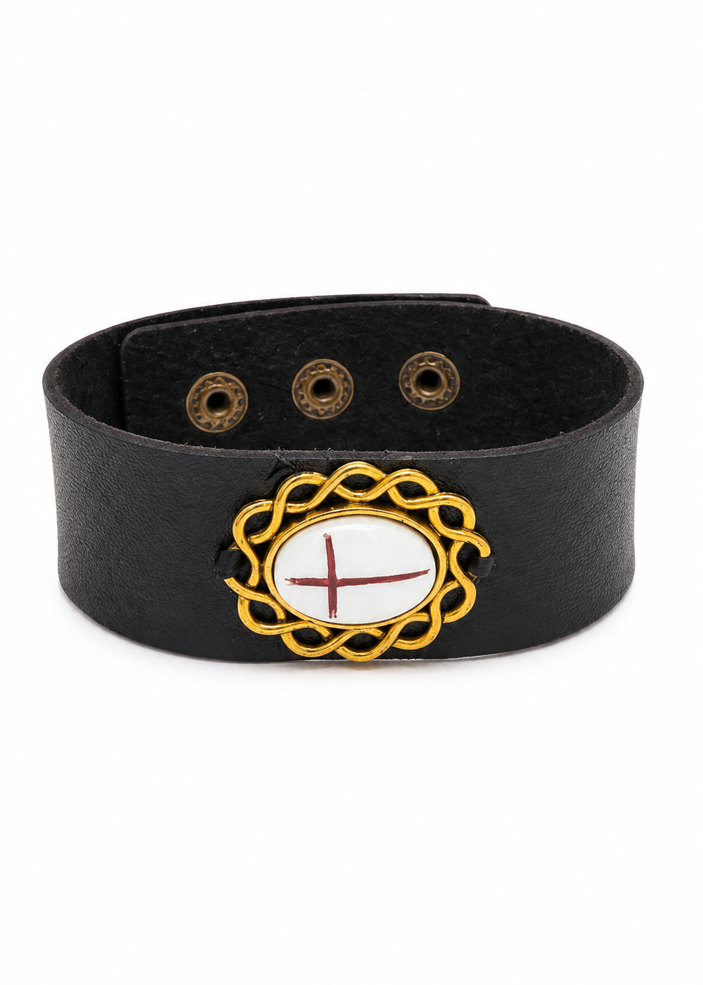 Hand Painted Adjustable Leather Cross Bracelet