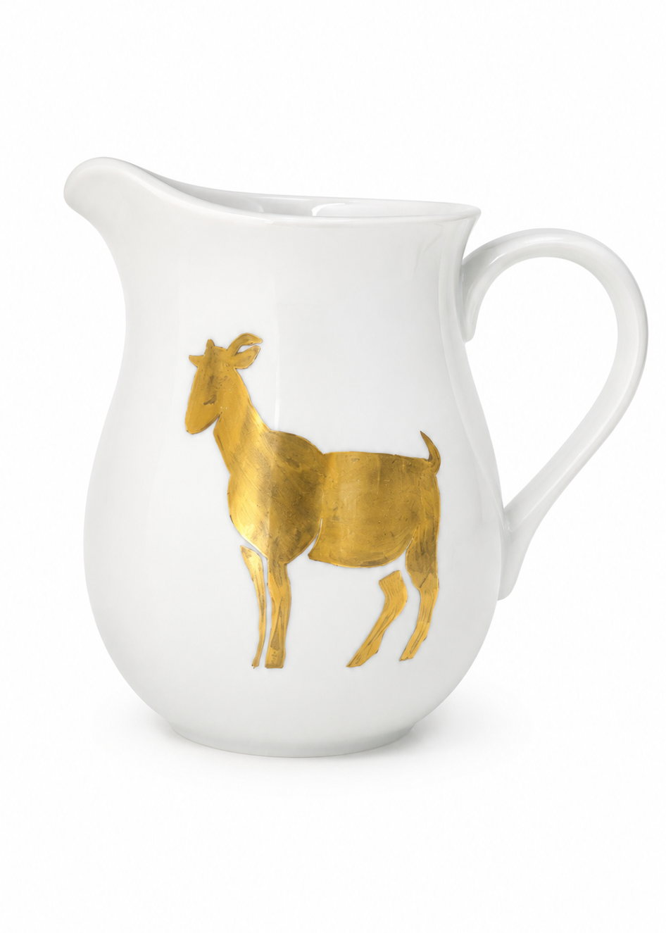 Metallic Gold Goat Porcelain Pitcher