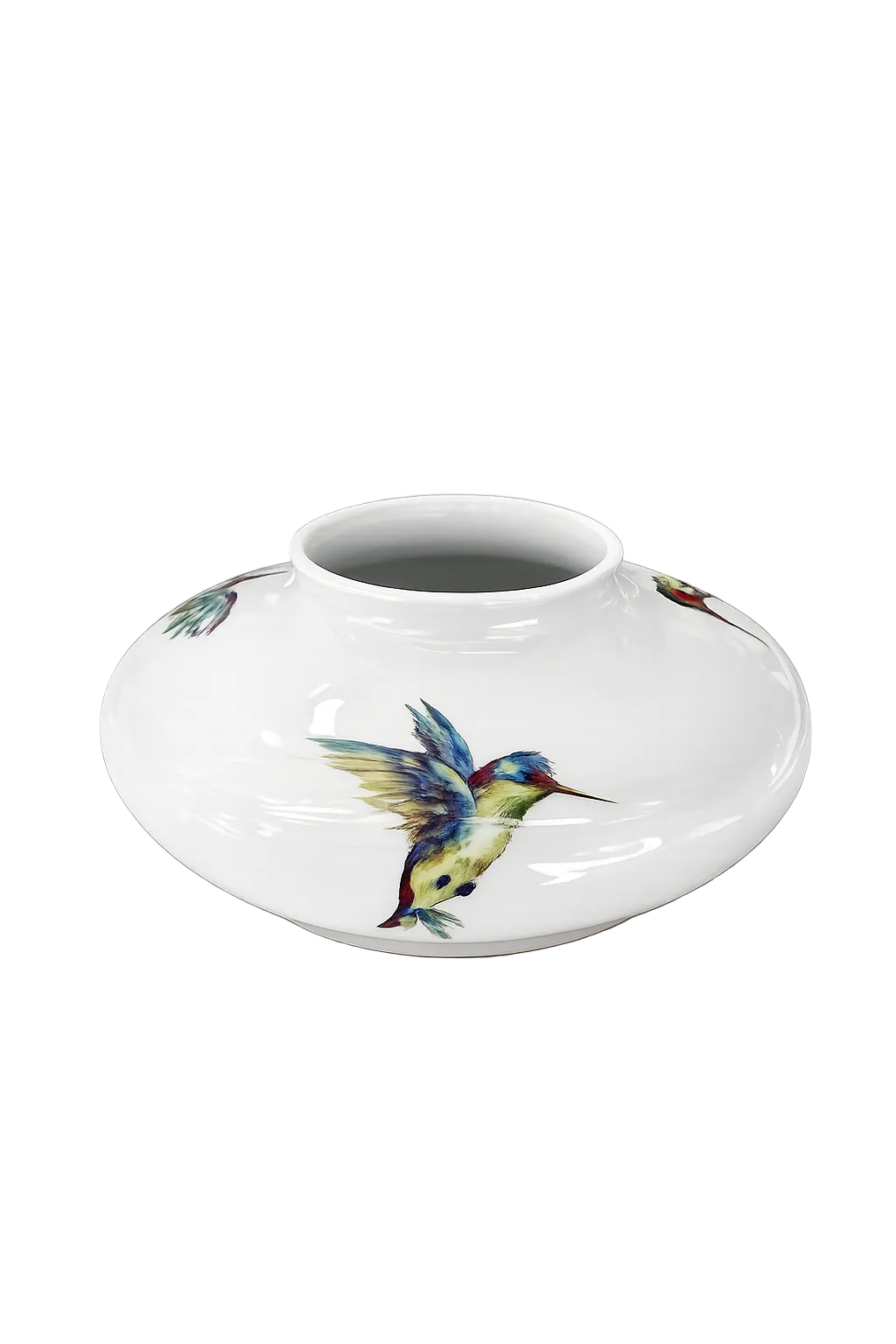 Hand Painted Hummingbird Porcelain Vase