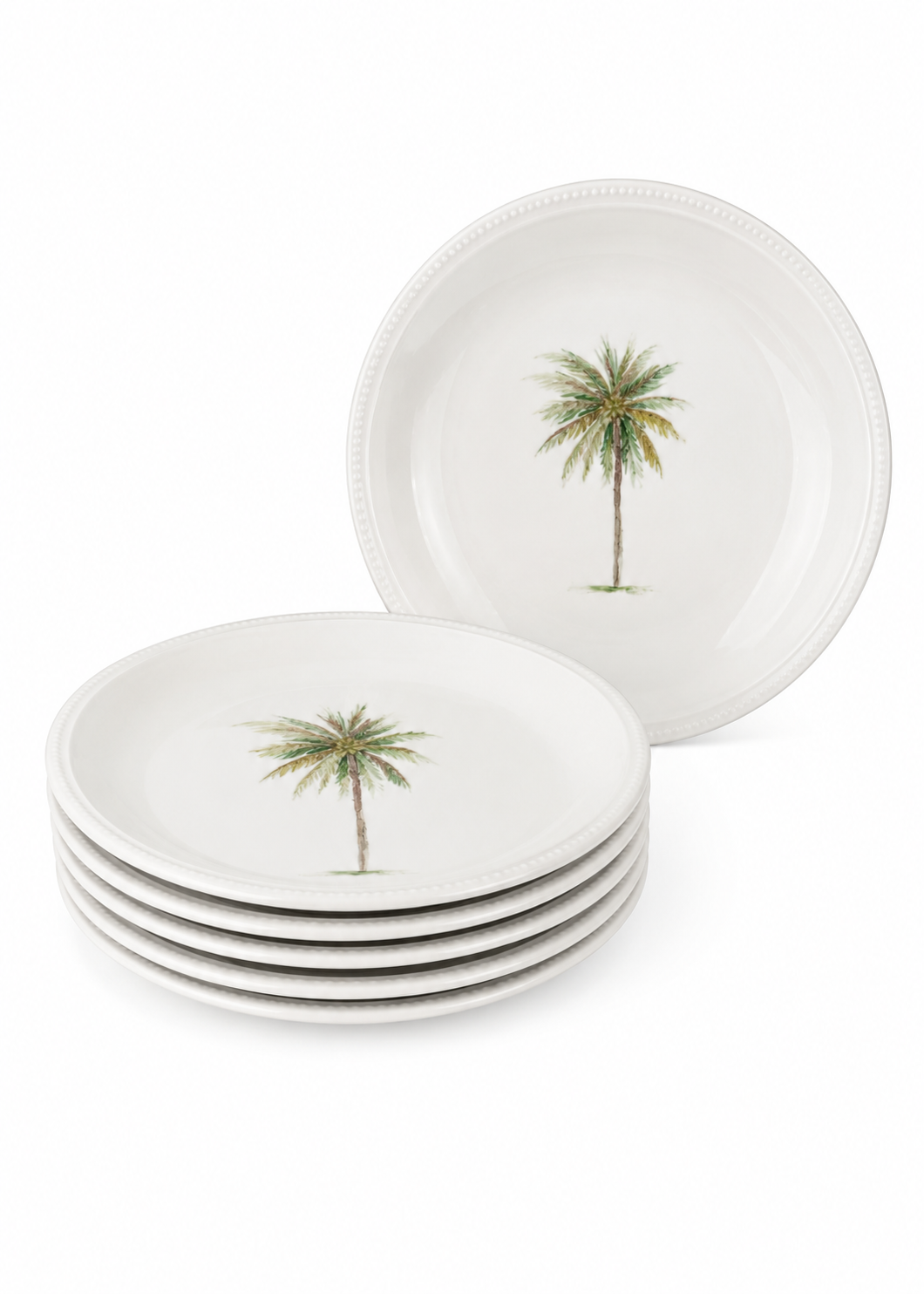Coastal Palm Porcelain Salad Plates (Set of 6)