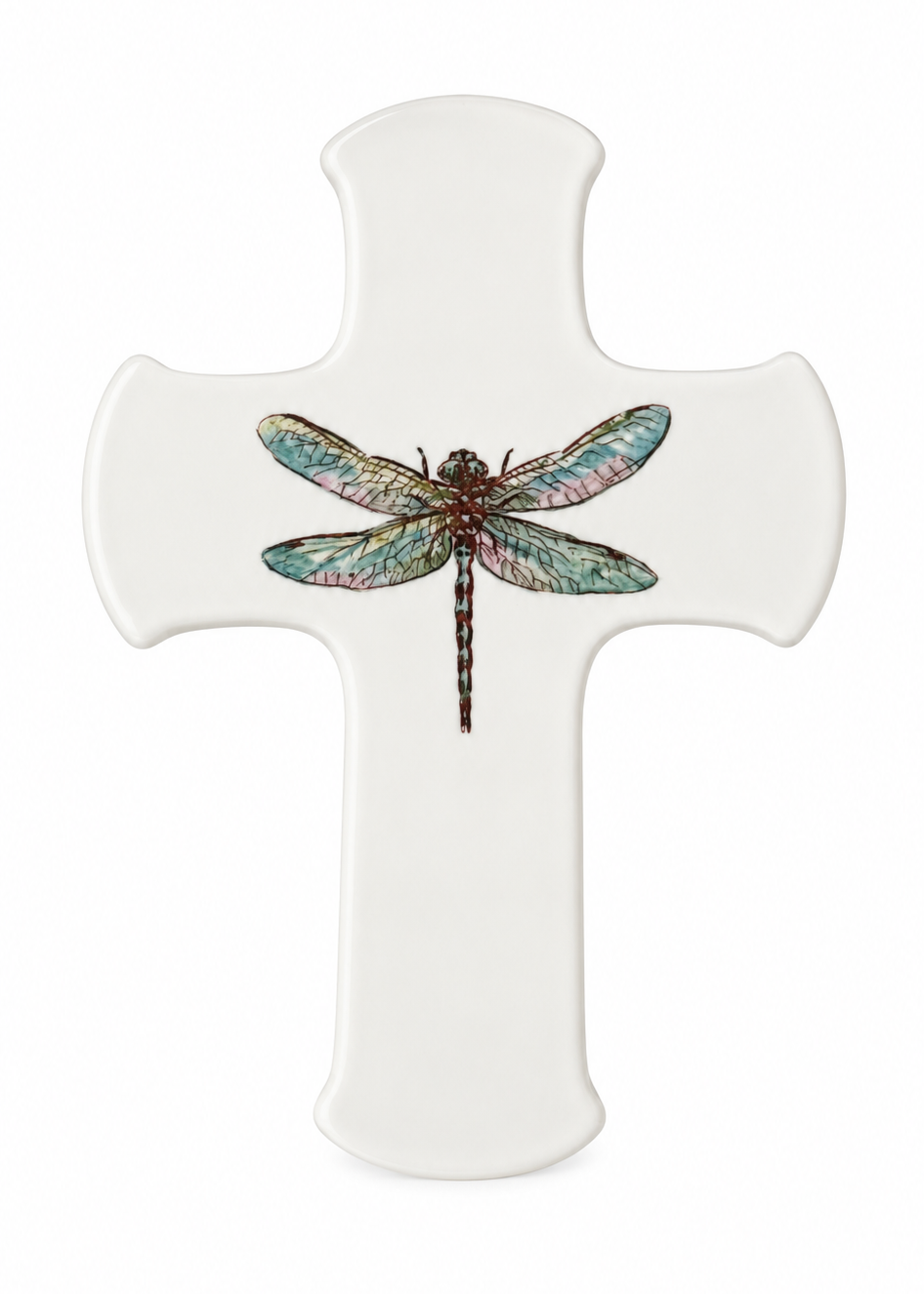 Dragonfly Porcelain Wall Cross Decor